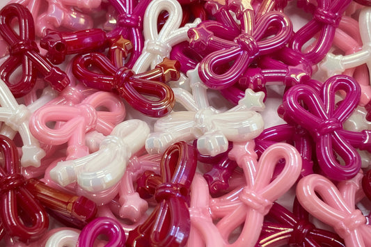 Acrylic bow-shaped bead string Valentine's Day color scheme Random Mix 34mm