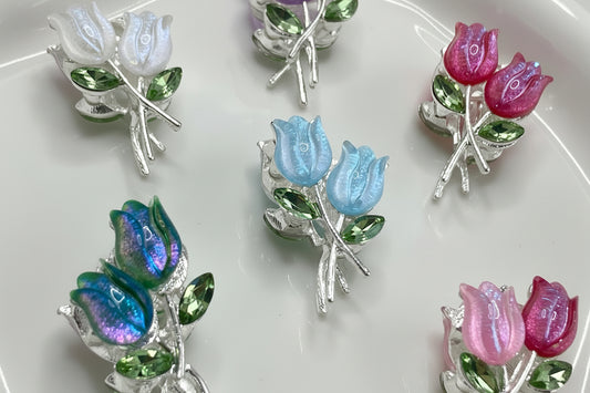 Metal rose flower Multicolored rhinestone rose flowers 22mm Random Mix