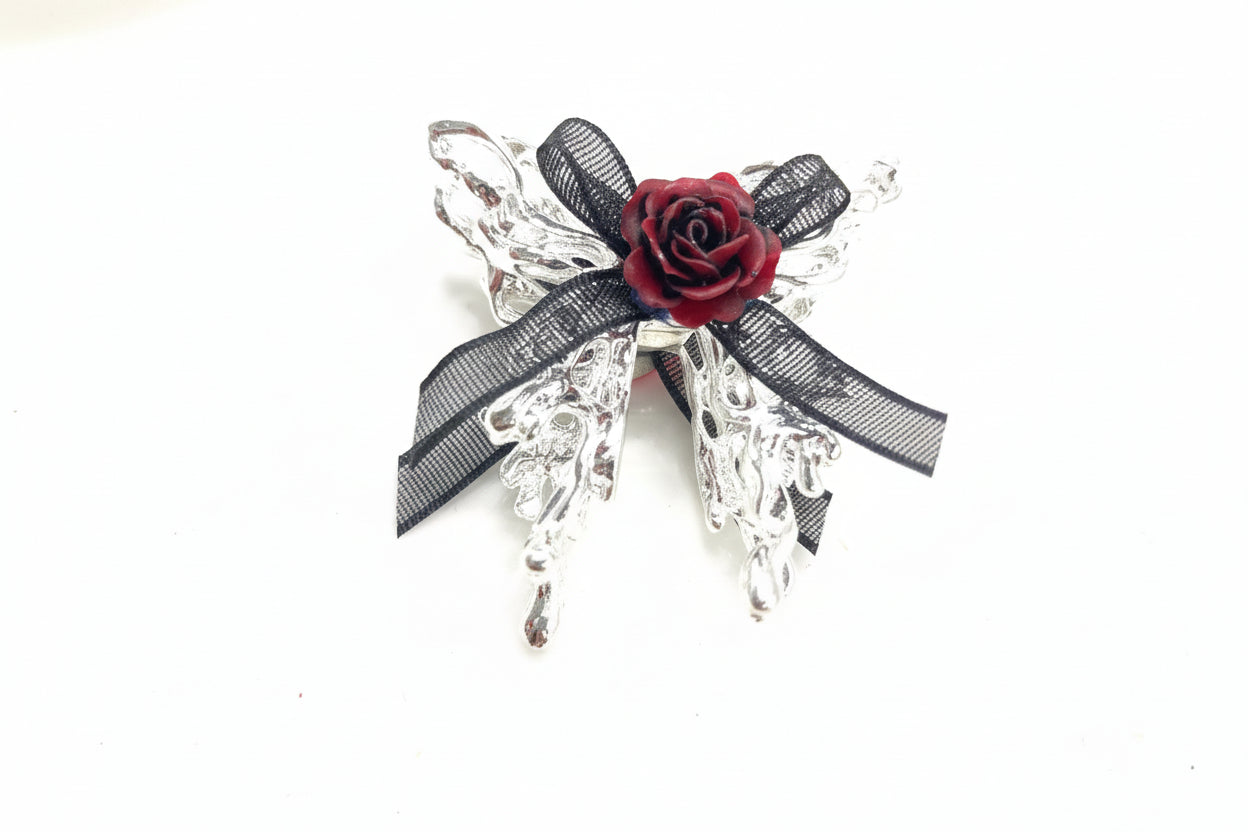 Metallic bowknot Metal Butterfly Ribbon bow Metal butterfly beads bow 32mm