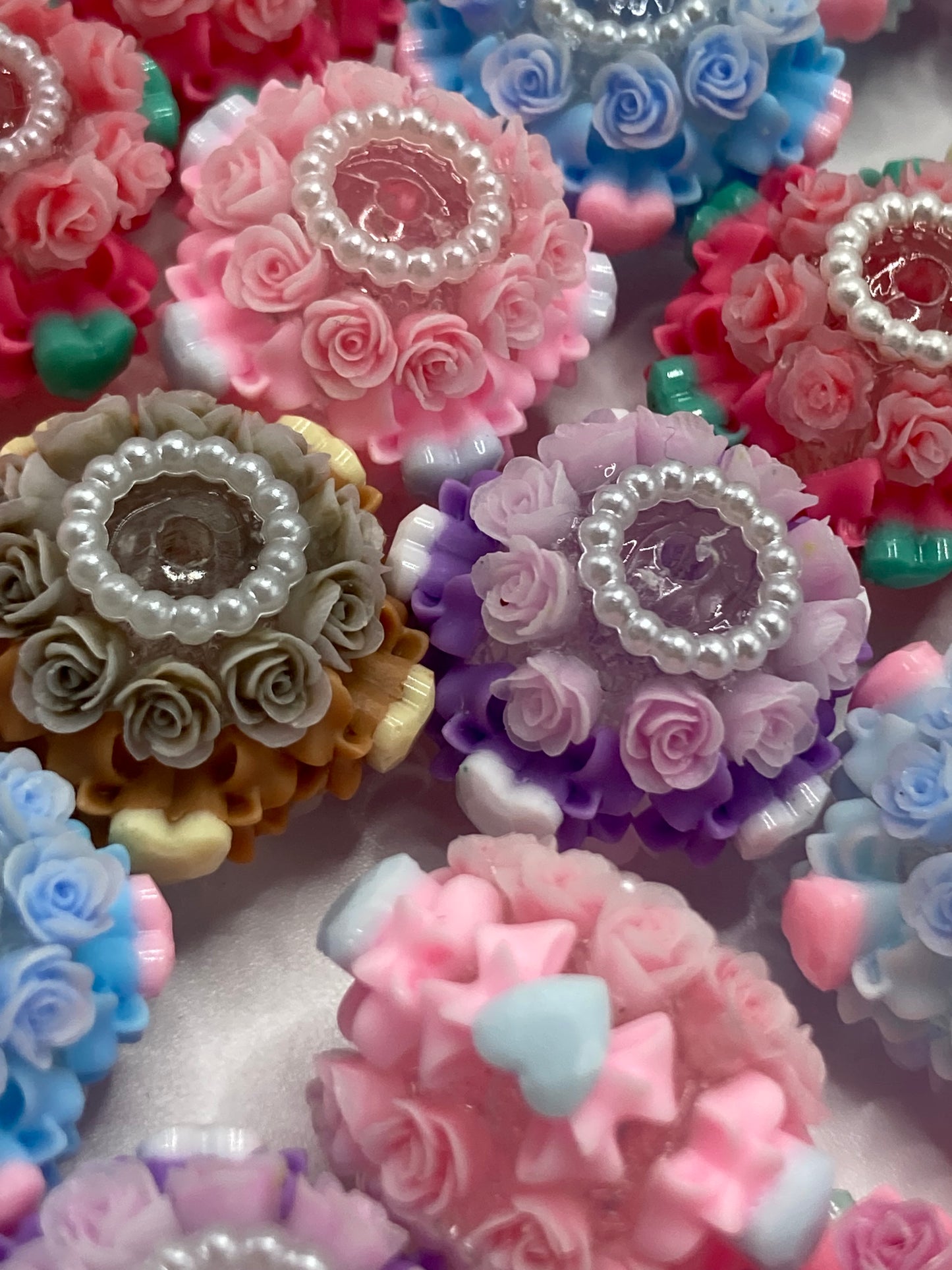 Bubble beads Flower beads Pearl washer beads Random Mix