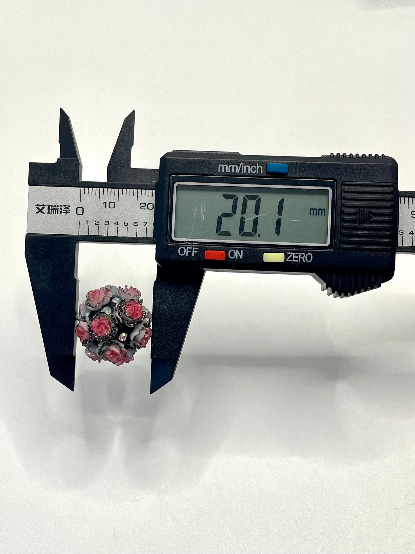 Flower Bead Fancy Beads Multicolor Rose Flower with AB Color Rhinestone Clay Beads,Random Mix,20mm