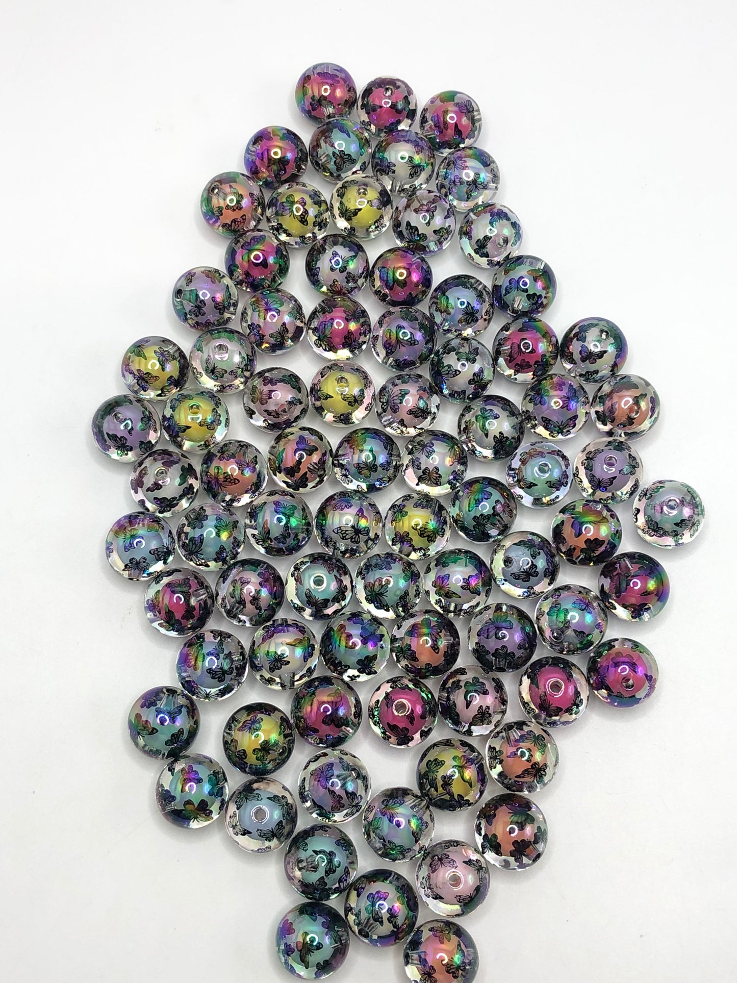 Acrylic bead Acrylic lace print Double layer multi-colored acrylic beads butterfly 16mm Random Mix