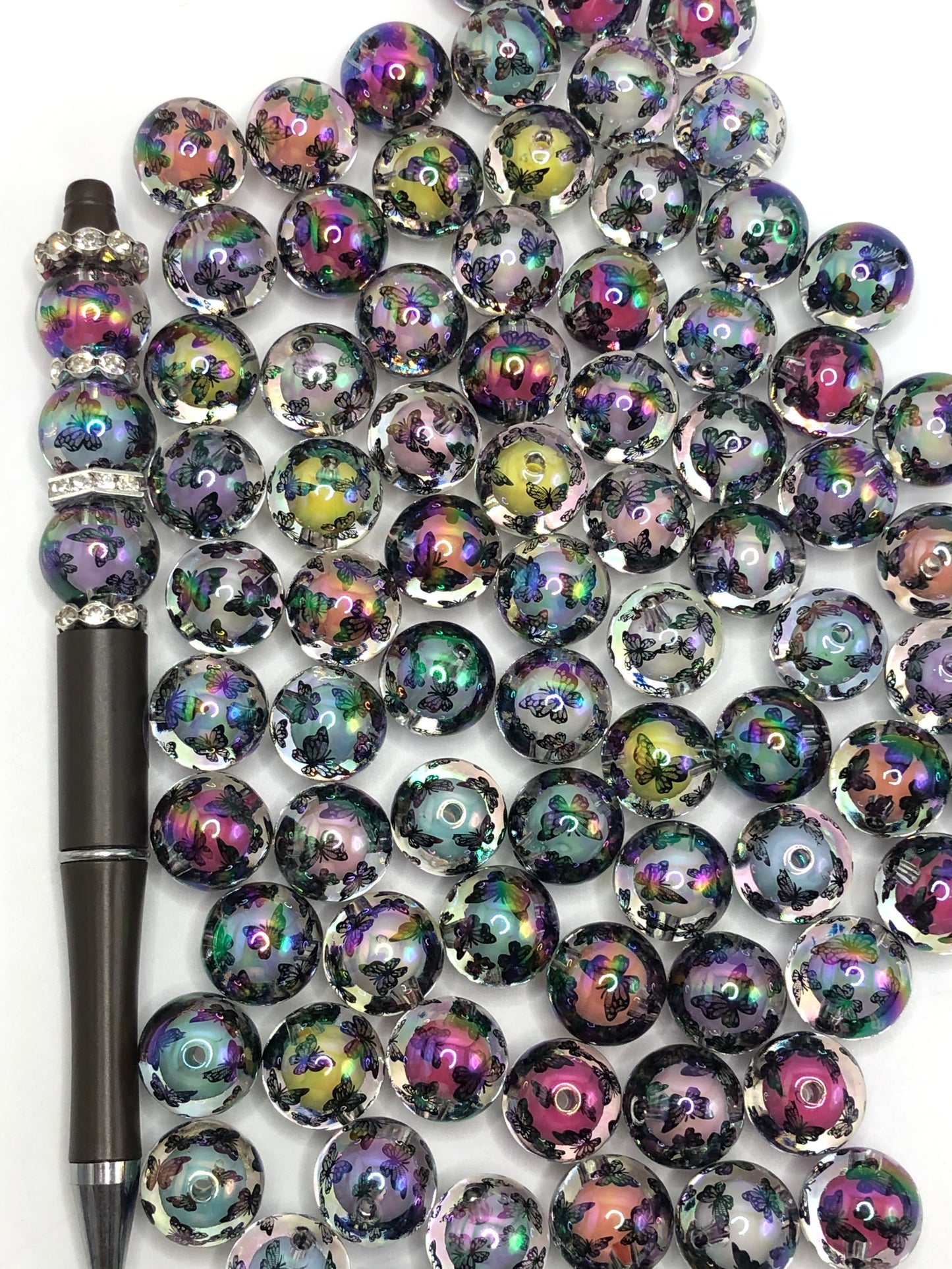 Acrylic bead Acrylic lace print Double layer multi-colored acrylic beads butterfly 16mm Random Mix