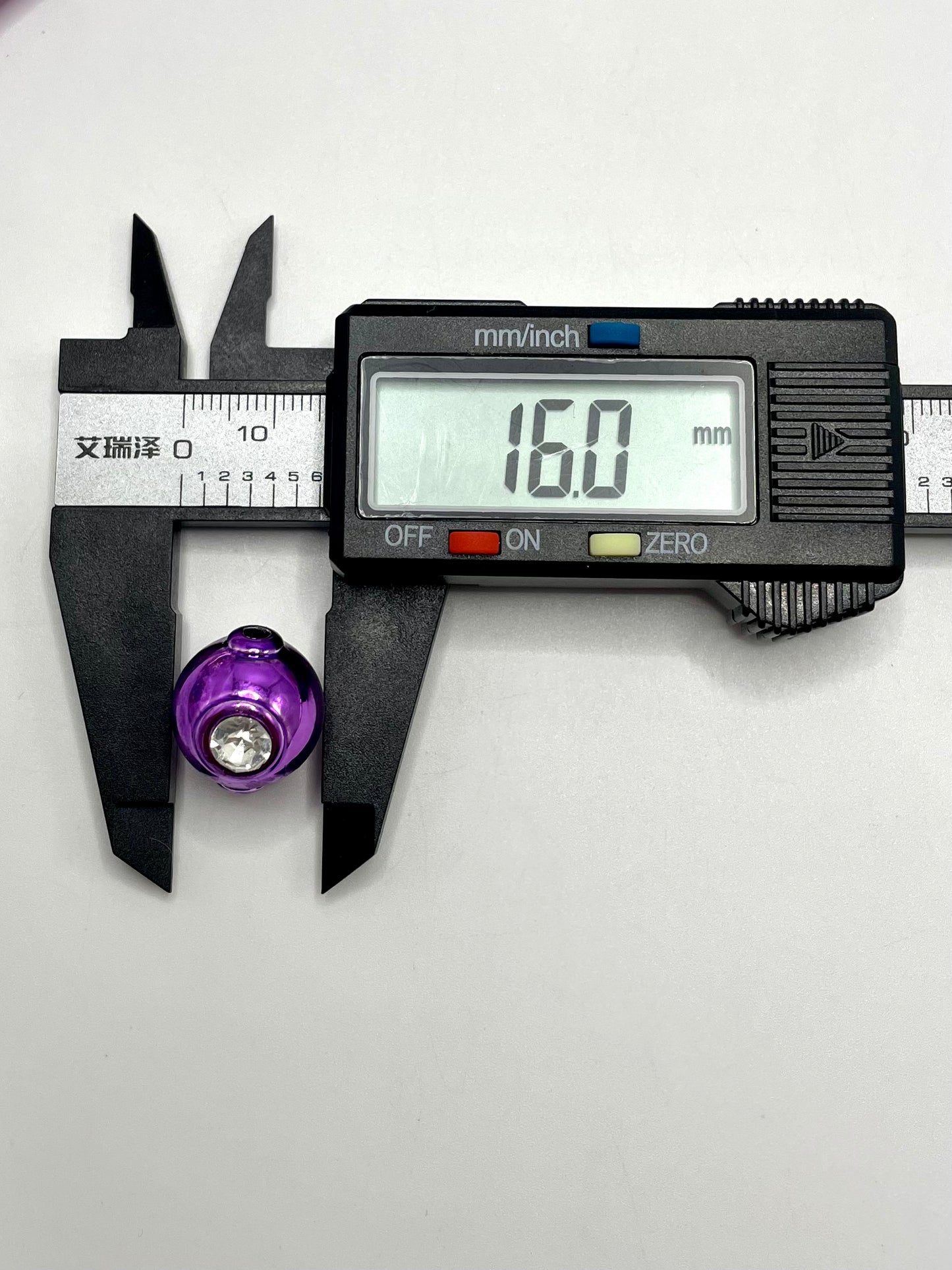 Glossy Metallic With Clear Rhinestone Acrylic Multicolor Round Beads,Random Mix,16mm