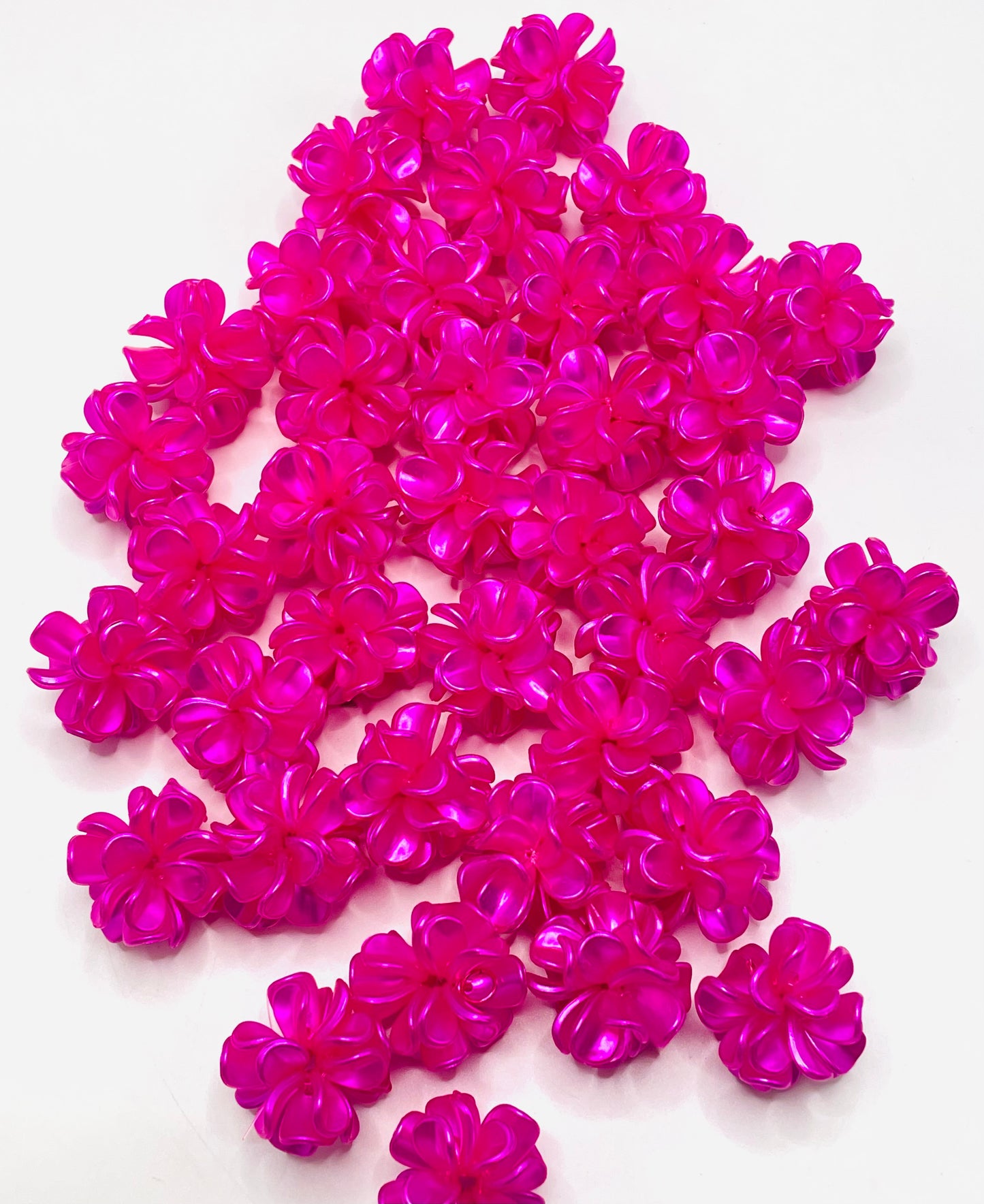 Three-dimensional flower UV Resin bead with hook loop attach to charm ,Random Mix 25mm
