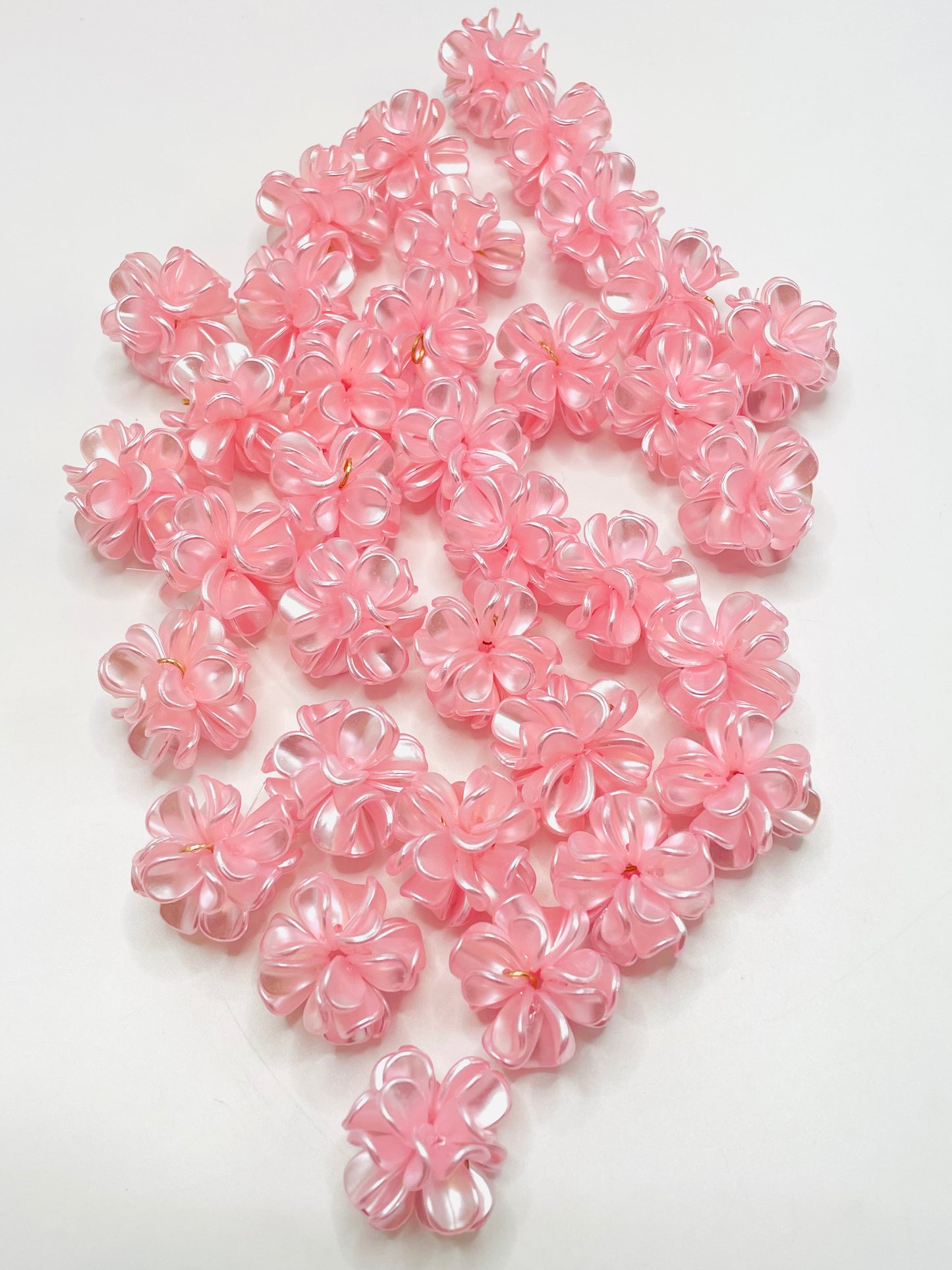 Three-dimensional flower UV Resin bead with hook loop attach to charm ,Random Mix 25mm