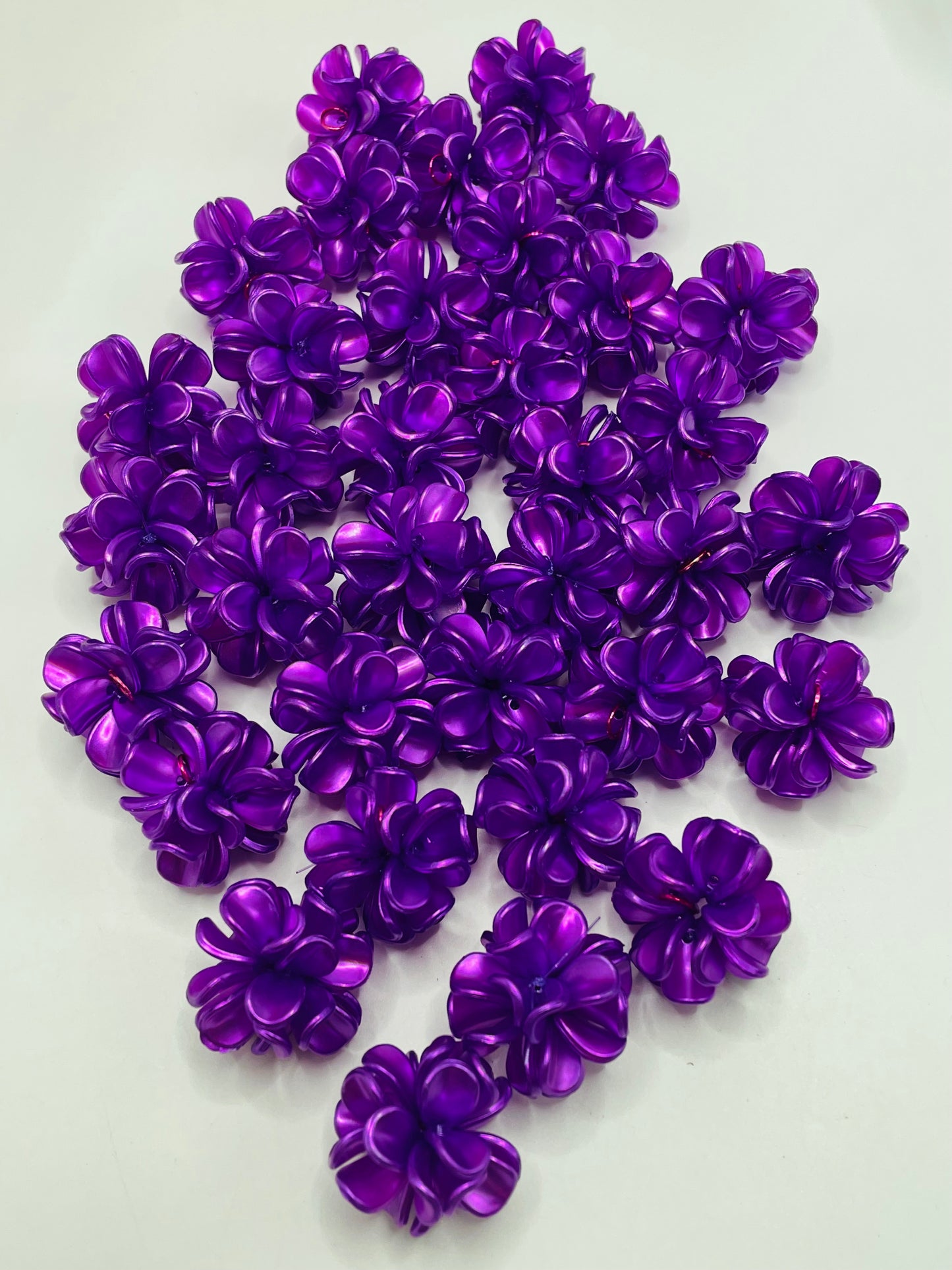 Three-dimensional flower UV Resin bead with hook loop attach to charm ,Random Mix 25mm
