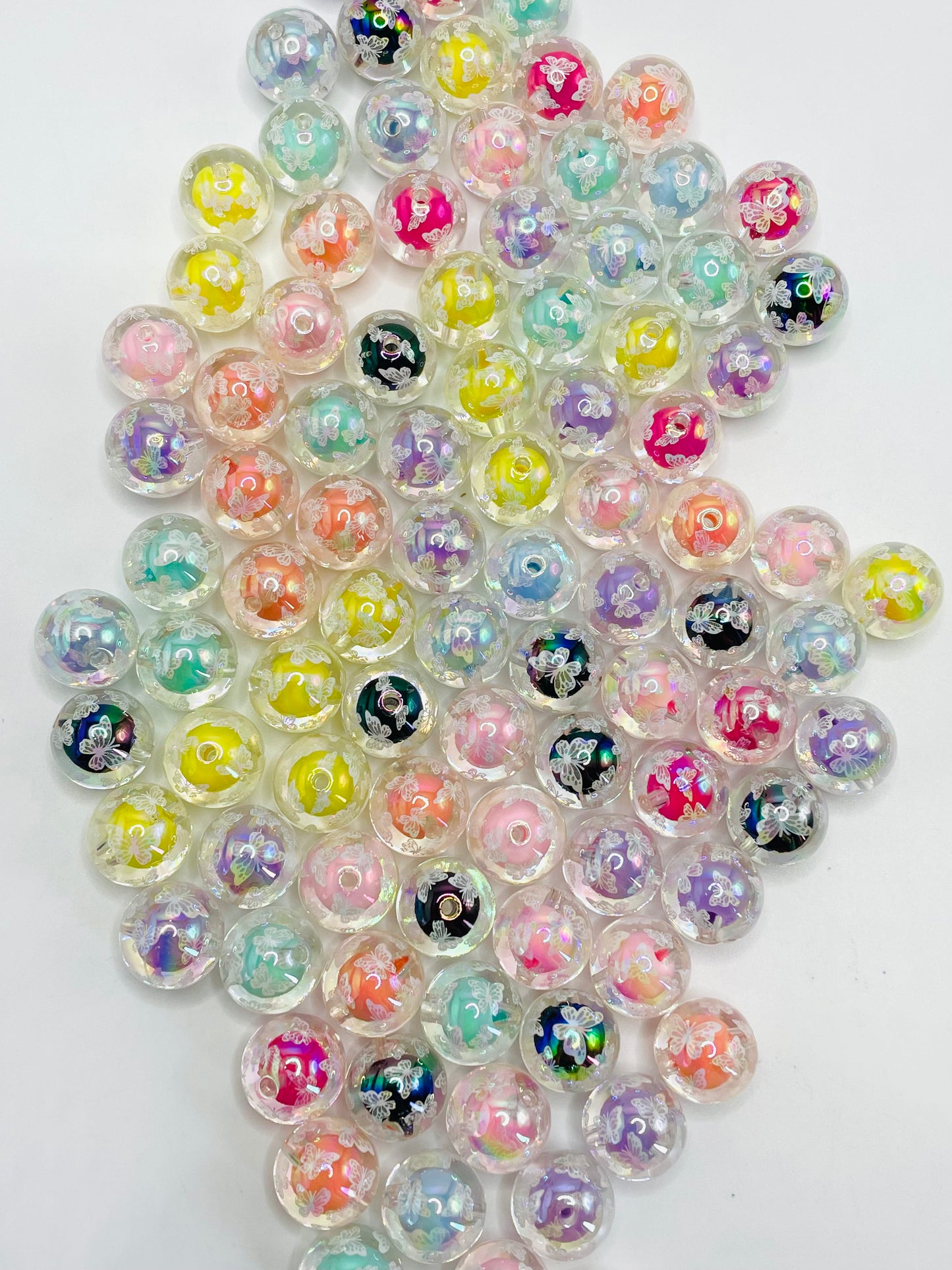 Acrylic bead Acrylic lace print Double layer multi-colored acrylic beads butterfly 16mm Random Mix