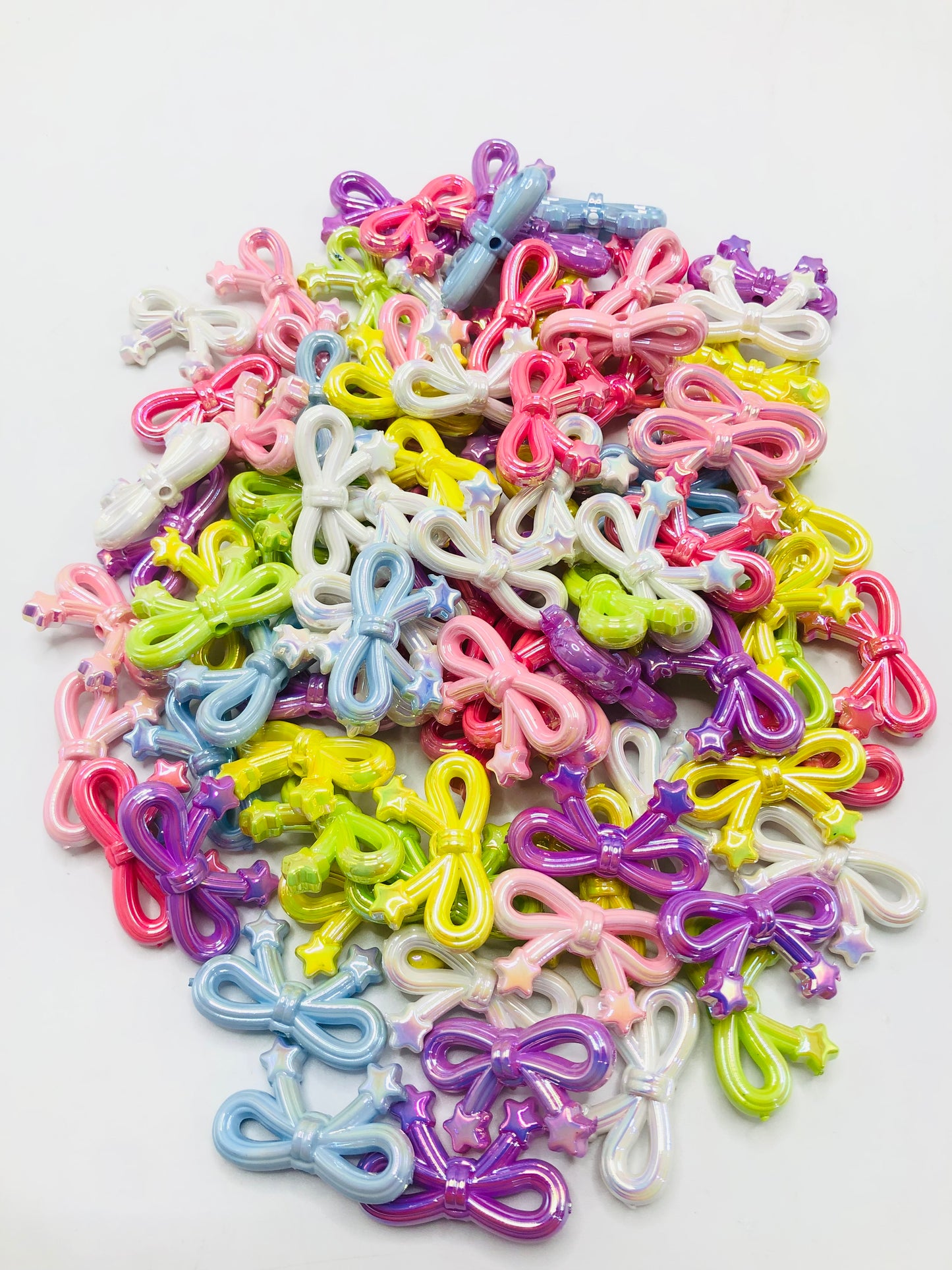 acrylic Coloured bow Ribbon bow tie Braid bow UV 34mm Random Mix