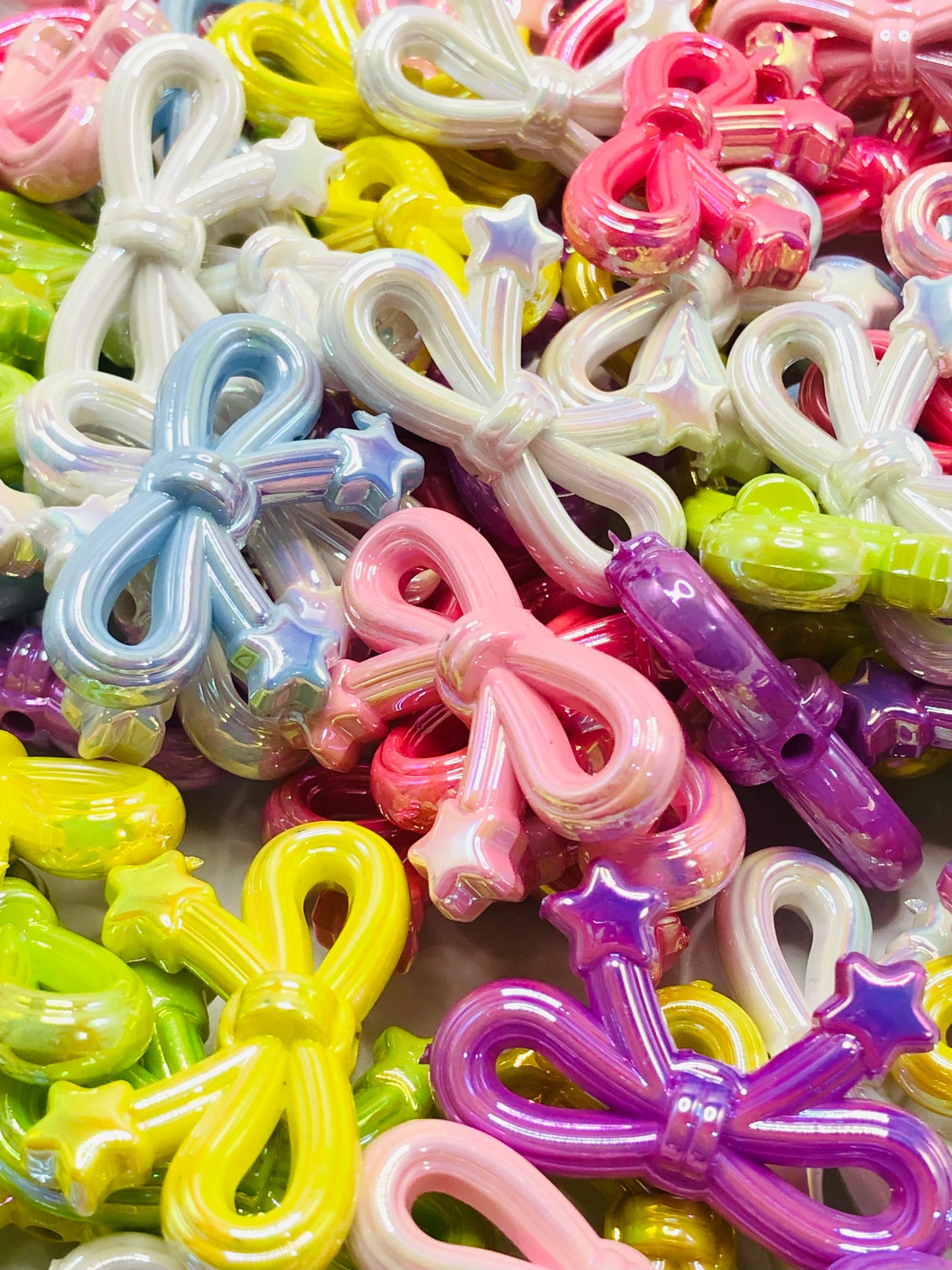 acrylic Coloured bow Ribbon bow tie Braid bow UV 34mm Random Mix