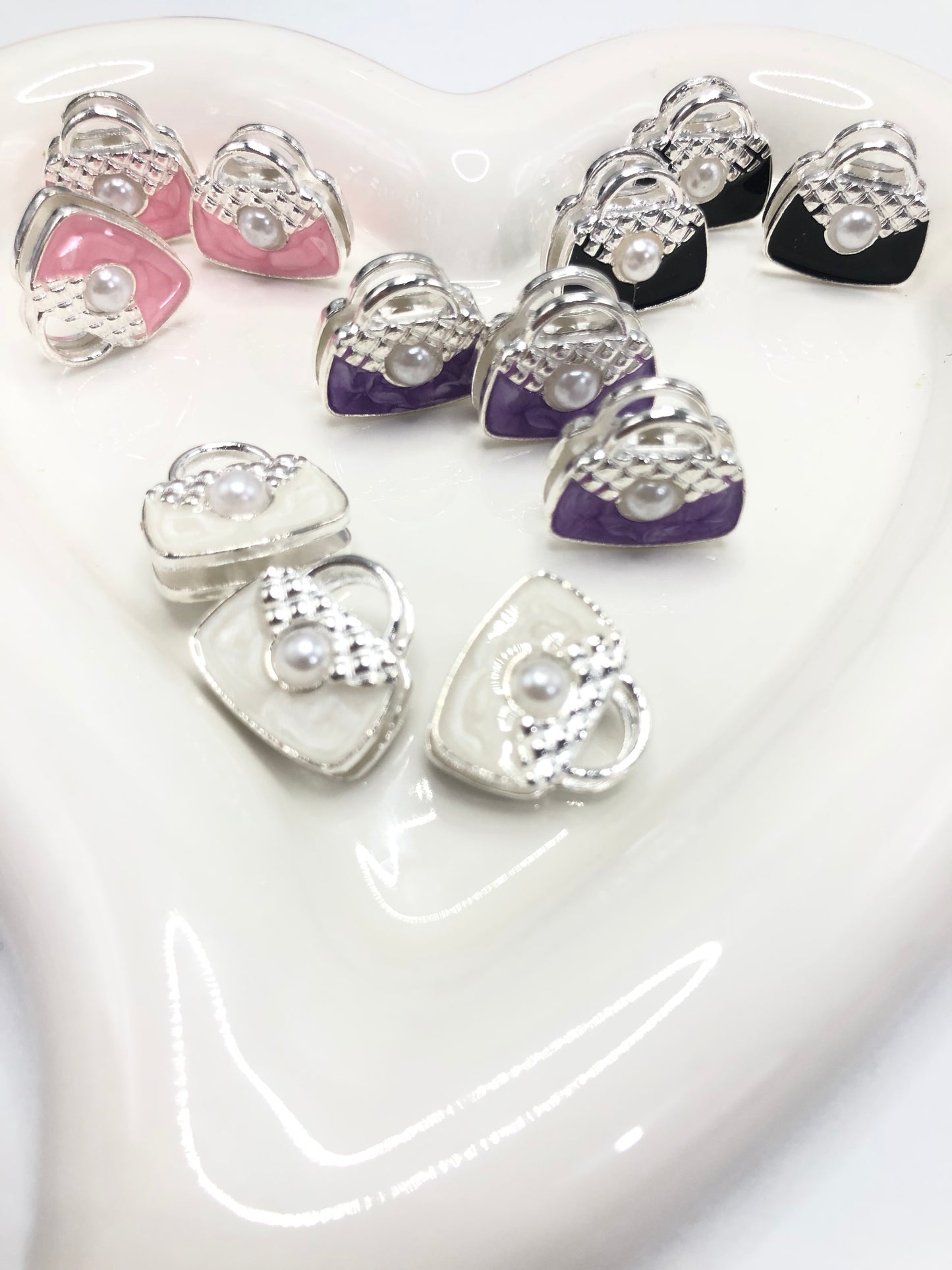 metal alloy bead handbag Bag pursebead Pearl rhinestone charm pendant 17mm Random Mix