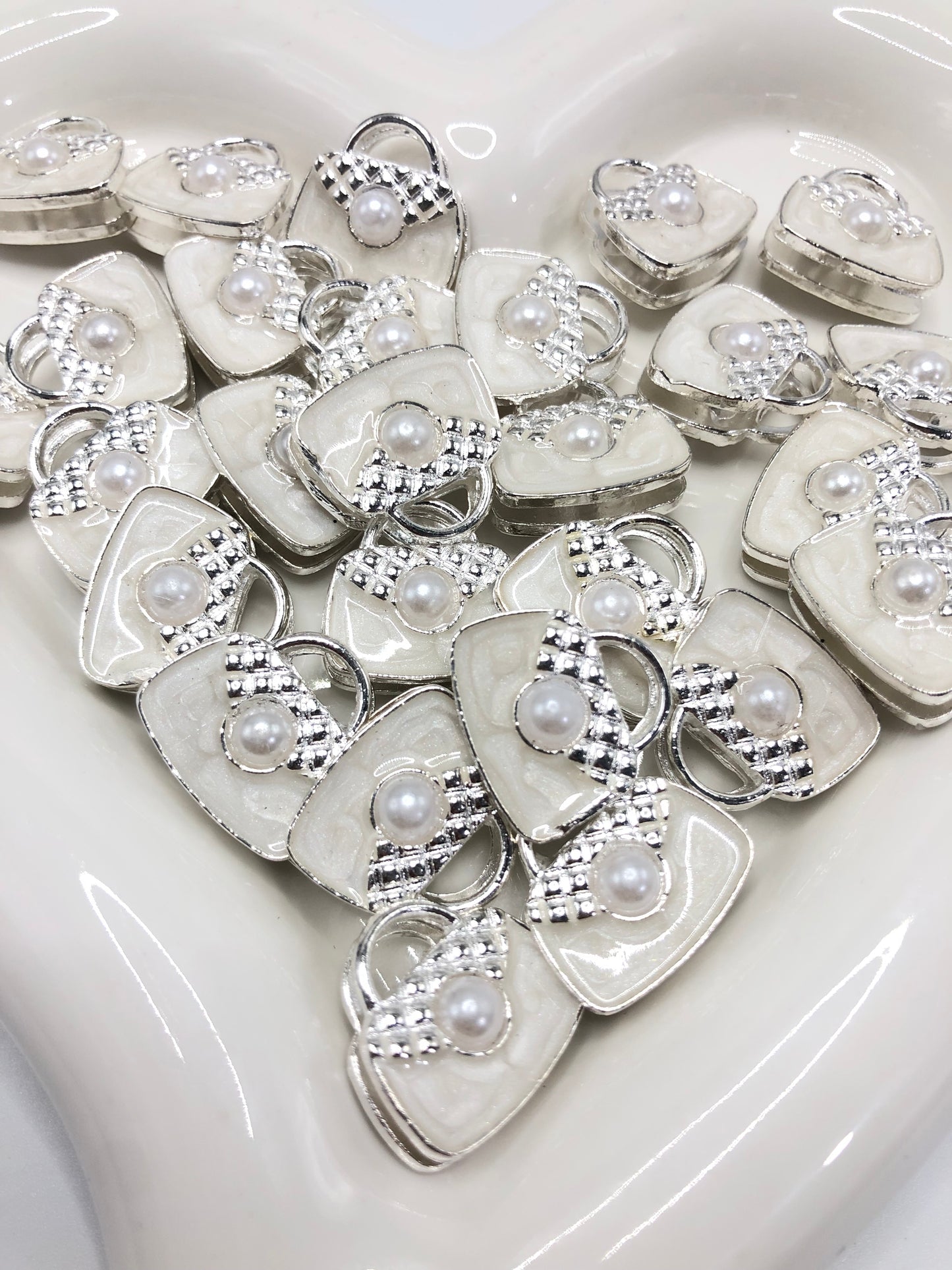 metal alloy bead handbag Bag pursebead Pearl rhinestone charm pendant 17mm Random Mix