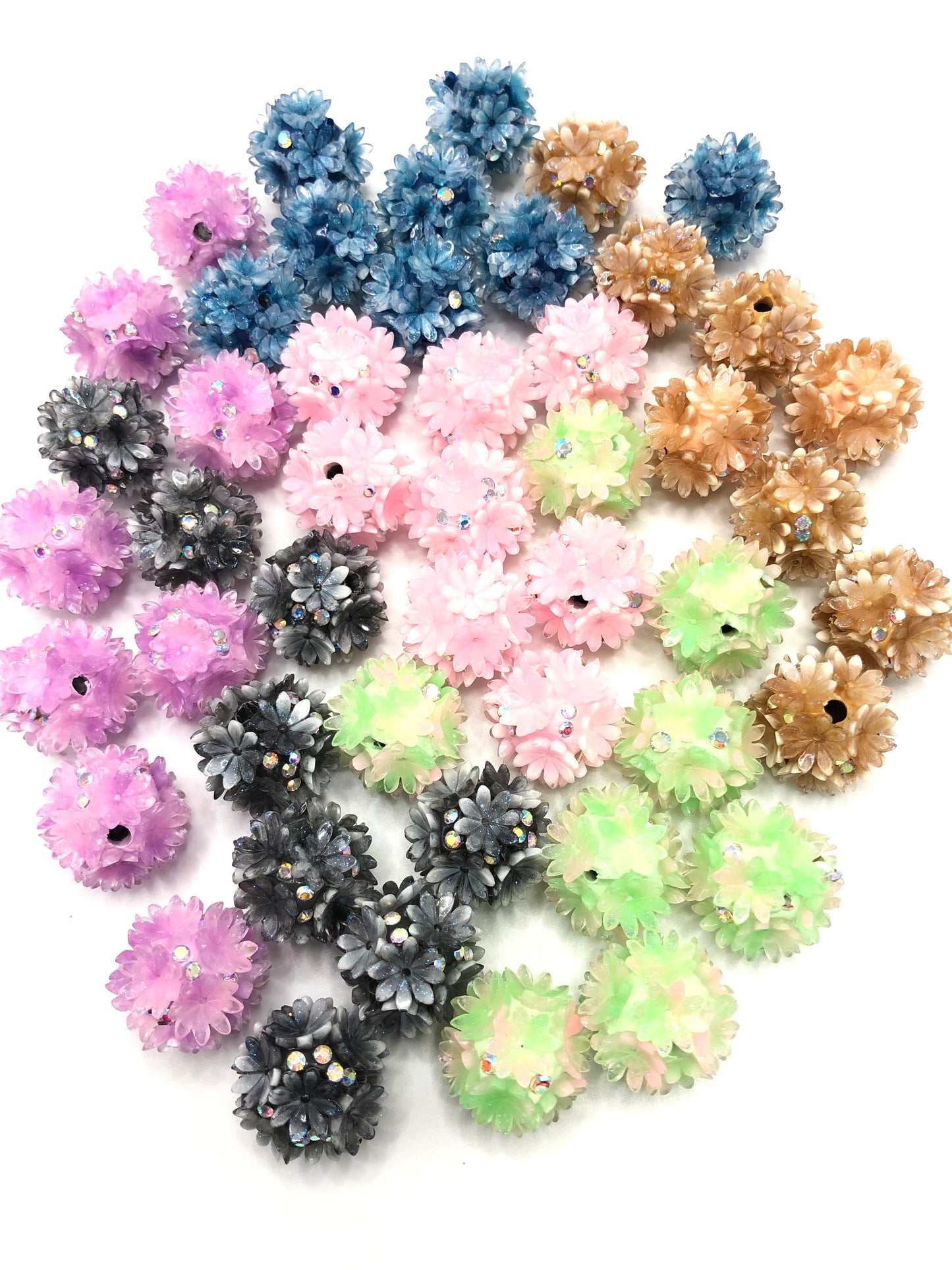 Fancy Bead Colorful Daisy with AB Color Rhinestone Clay Beads,Random Mix,20mm
