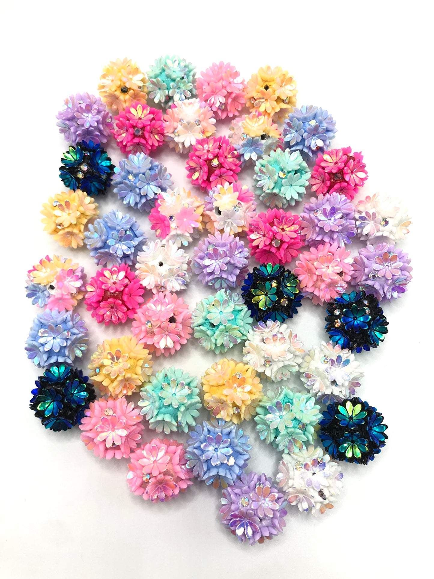 Fancy Bead Colorful Daisy with AB Color Rhinestone Clay Beads,Random Mix,20mm