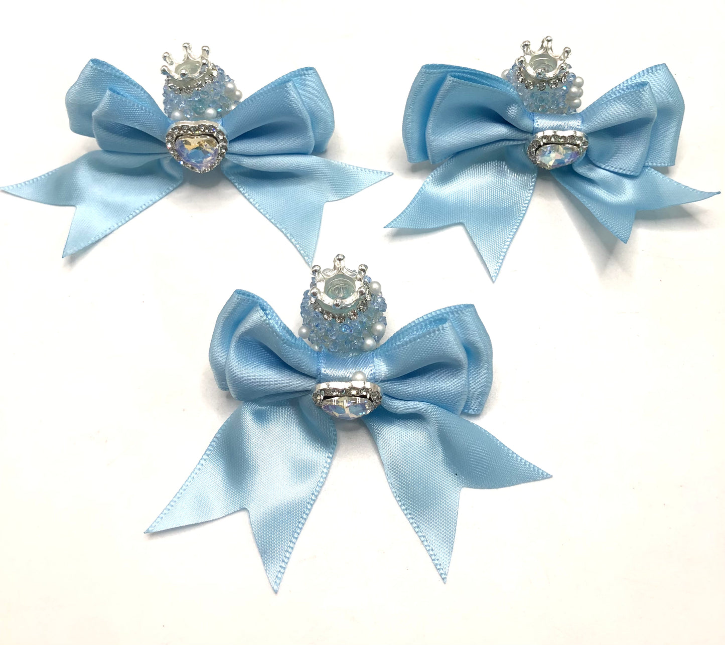 textile fabrica bow with crown bead fancy bead craft with crown ornament with bow satin ribbon knot,ornament with pearl and sugar stone, delicate handcraft ,randon mix color