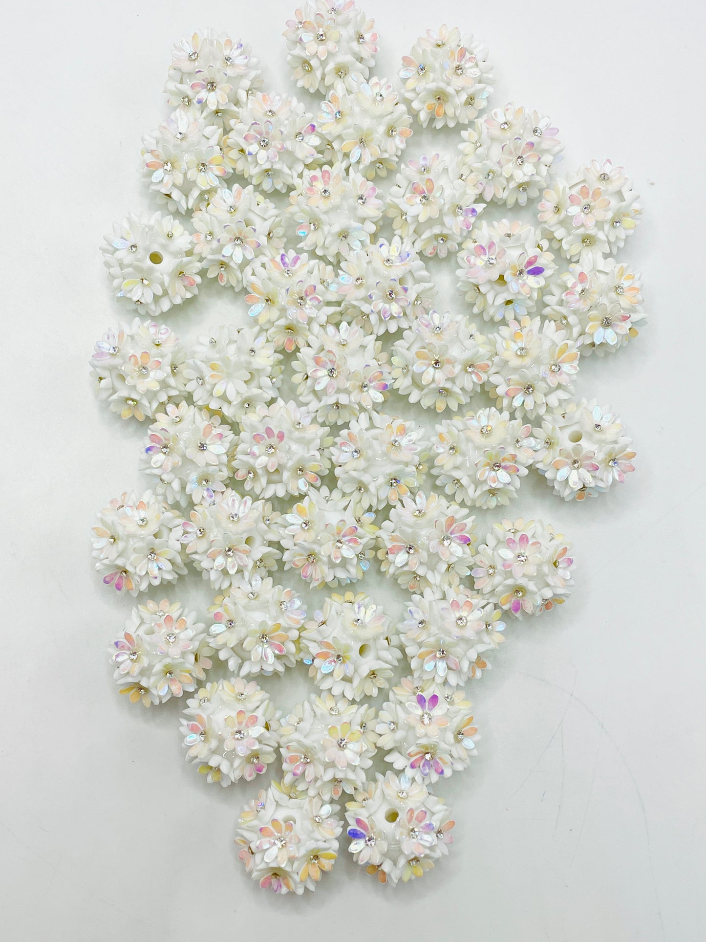 fancy Bead Colorful Daisy with AB Color Rhinestone UV Beads acry base bead,Random Mix,20mm Fancy-551