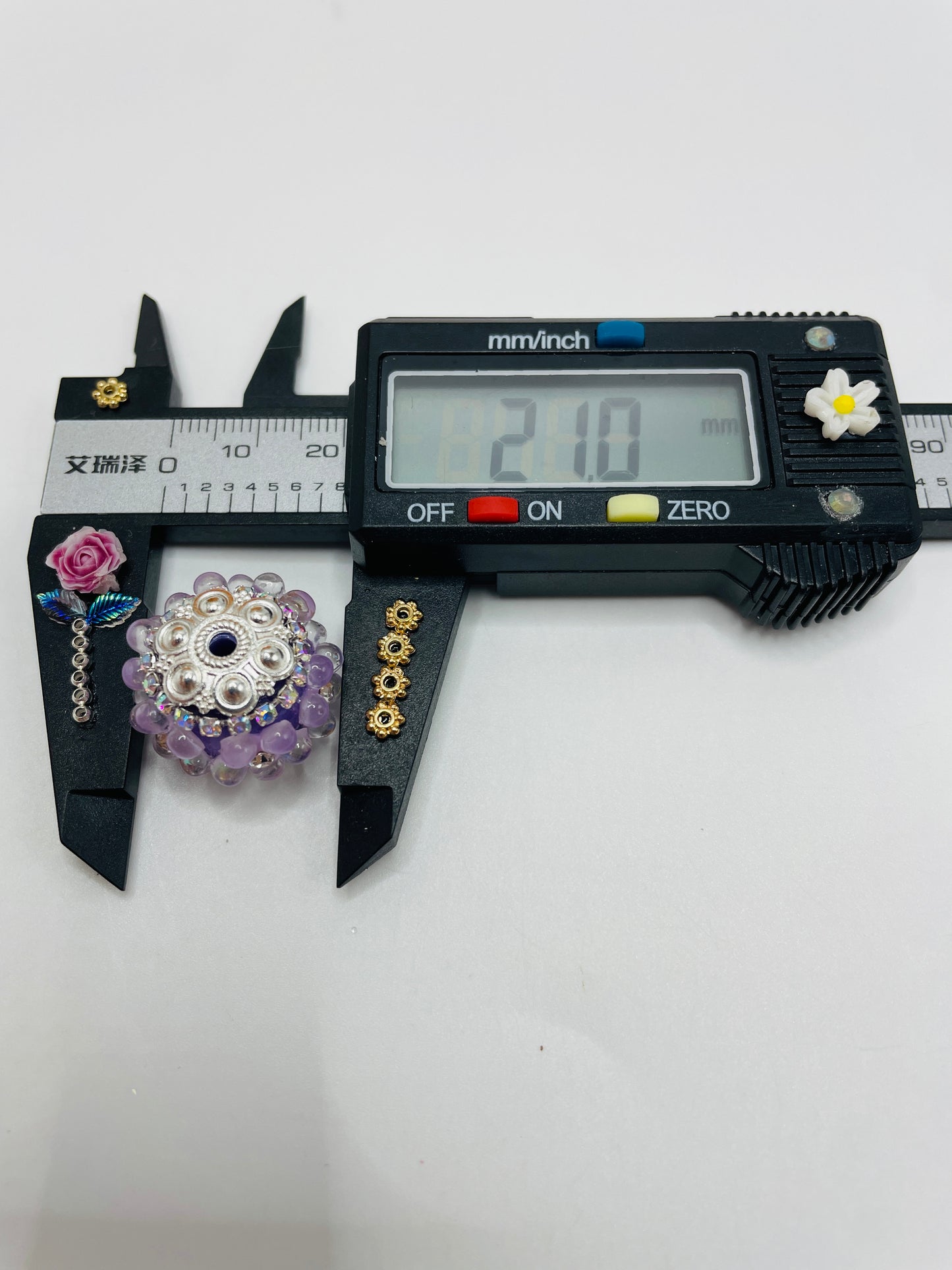 bubble Flower Bead Colorful Folwer with Rhinestones spacer,Random Mix,22mm