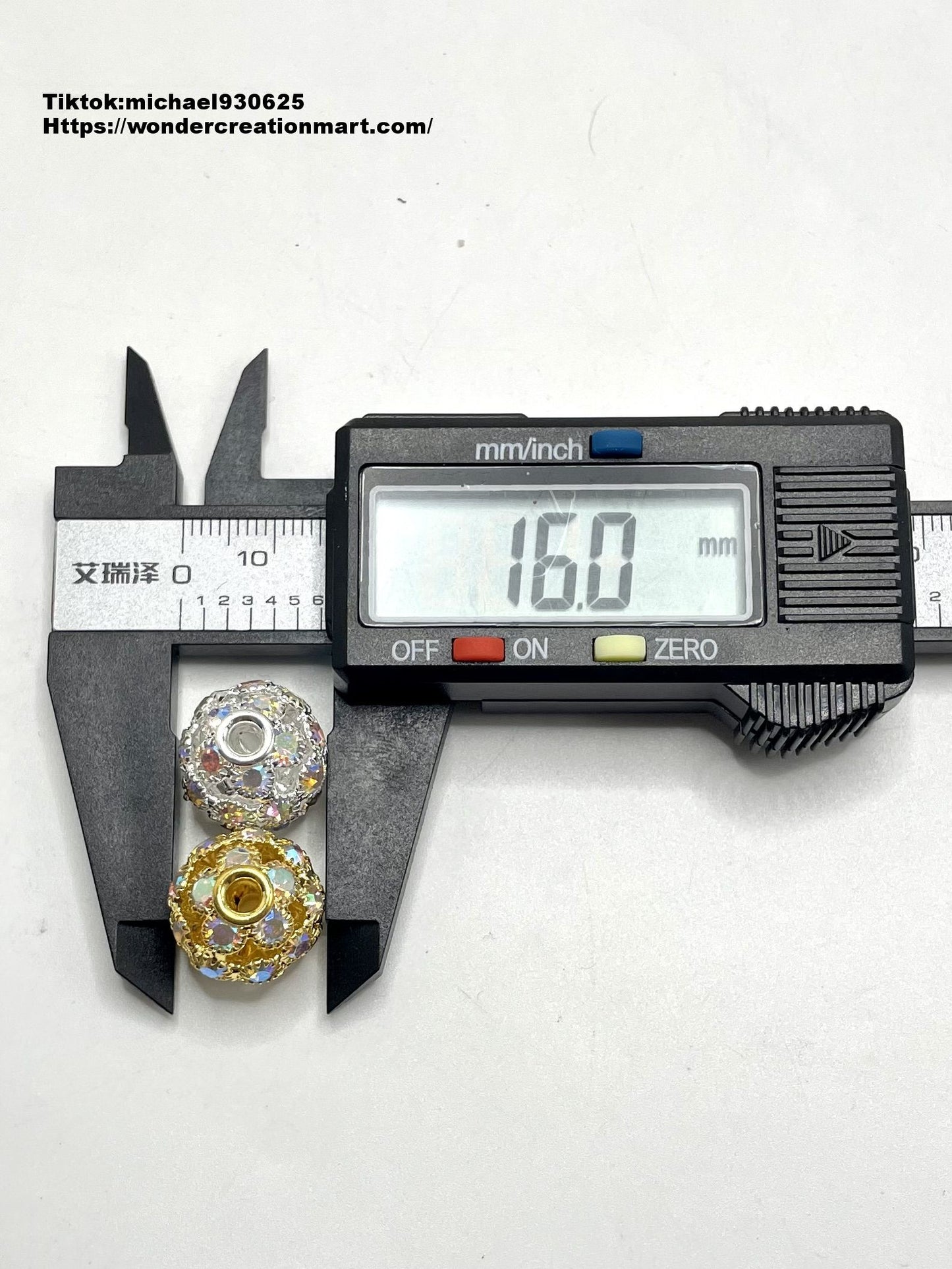 Metal Gold & Silver Hollow Ball with AB Rhinestone Alloy Beads,Random Mix,20mm