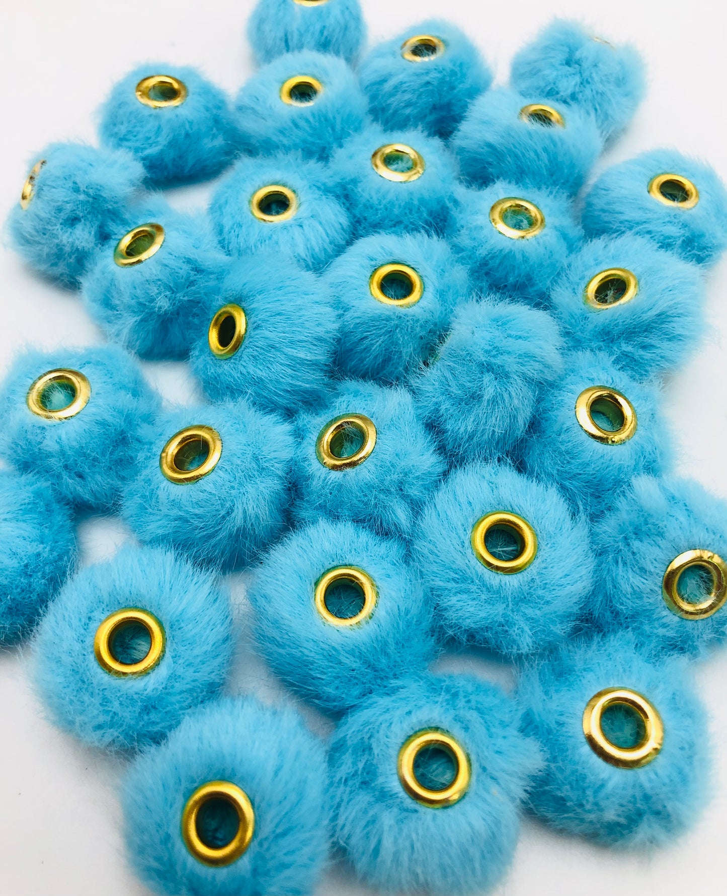 Fuzzy Spacer Pom Pom Flutty Hard With Downy Beads and Random Mix,16mm Optional Color