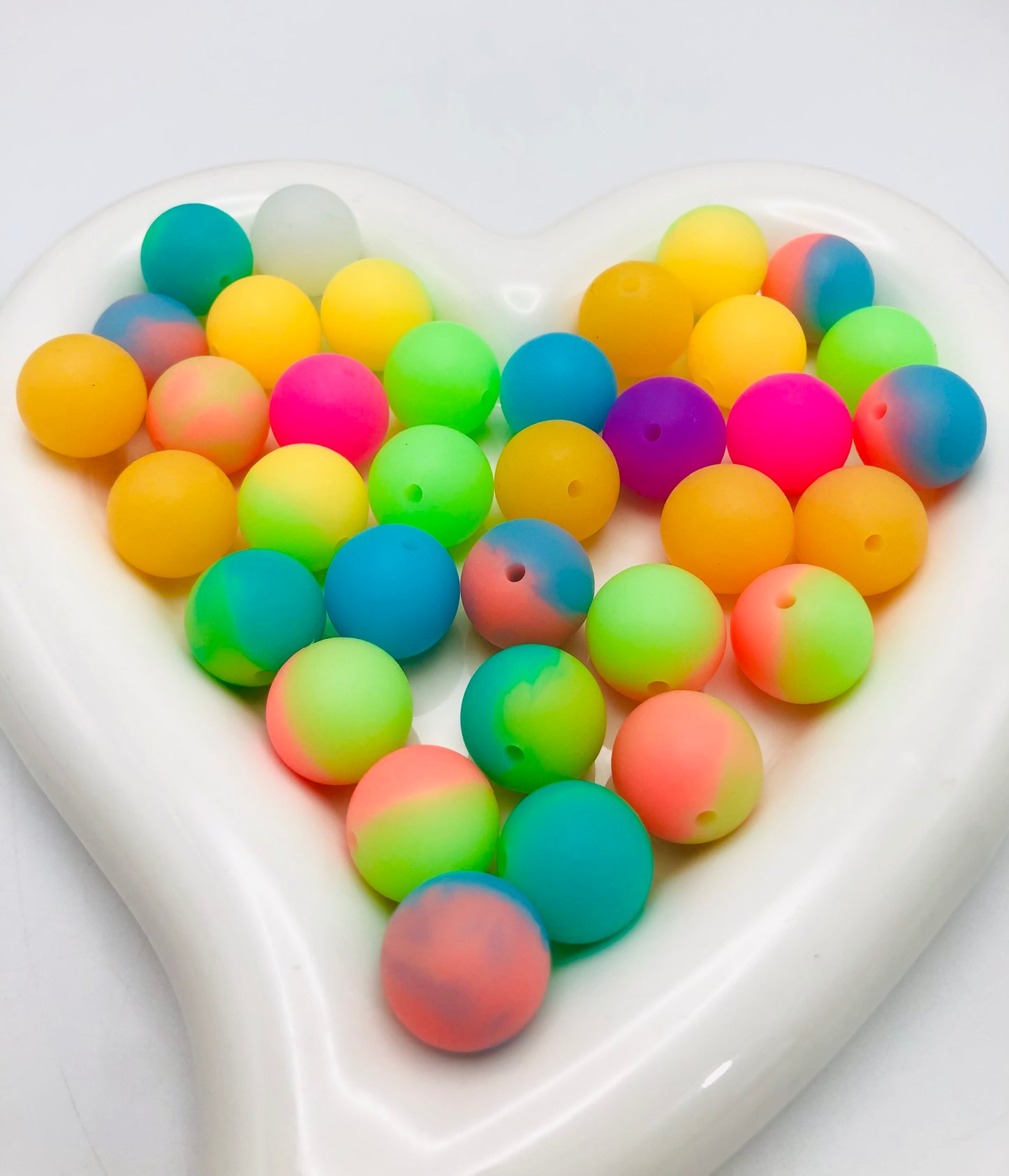 duotone gradation ombre Silicone Round Beads glow in dark 15mm