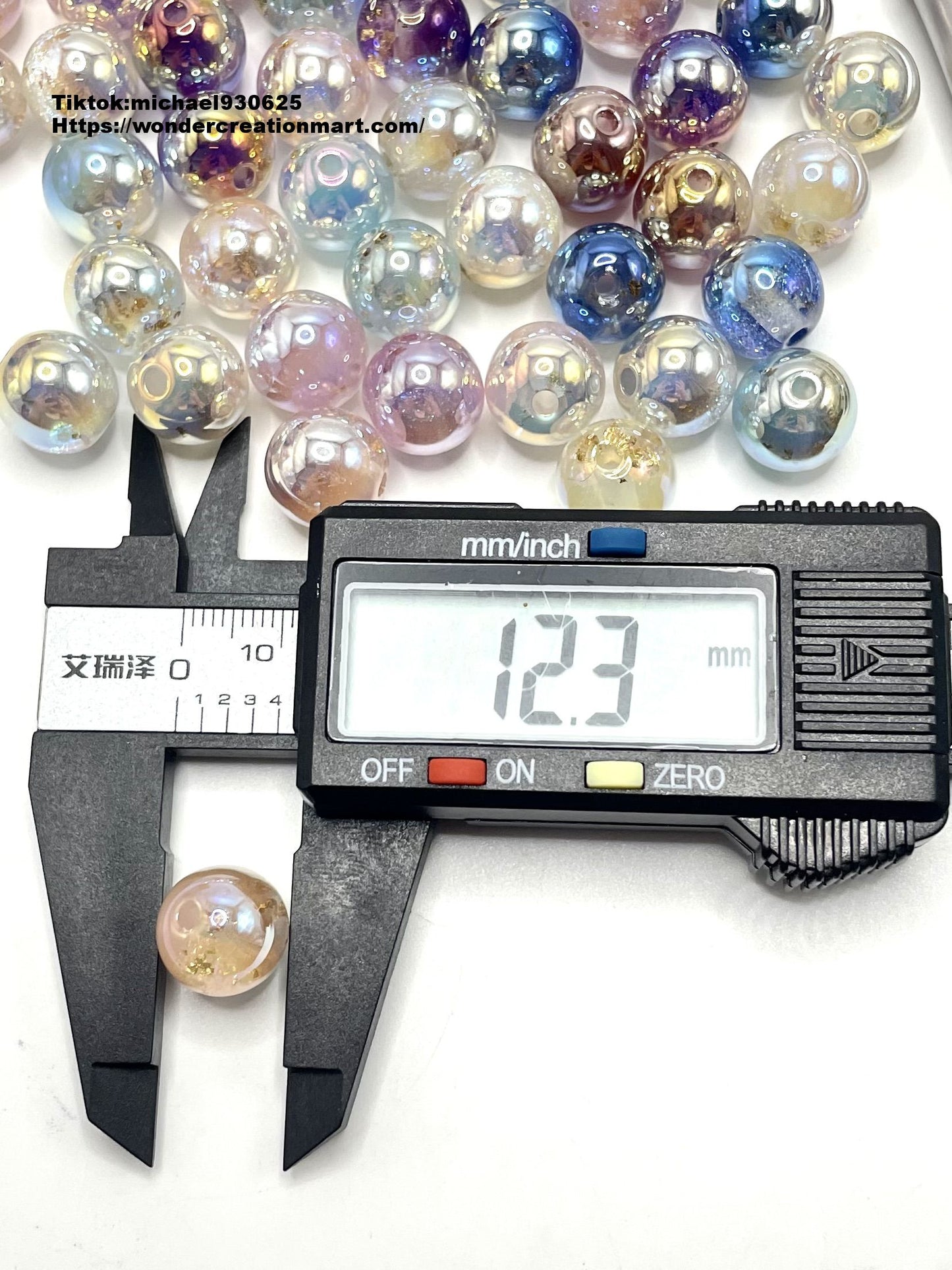 Multicolor UV with Gold Foil Acrylic Round Beads,Random Mix, 8mm &12mm