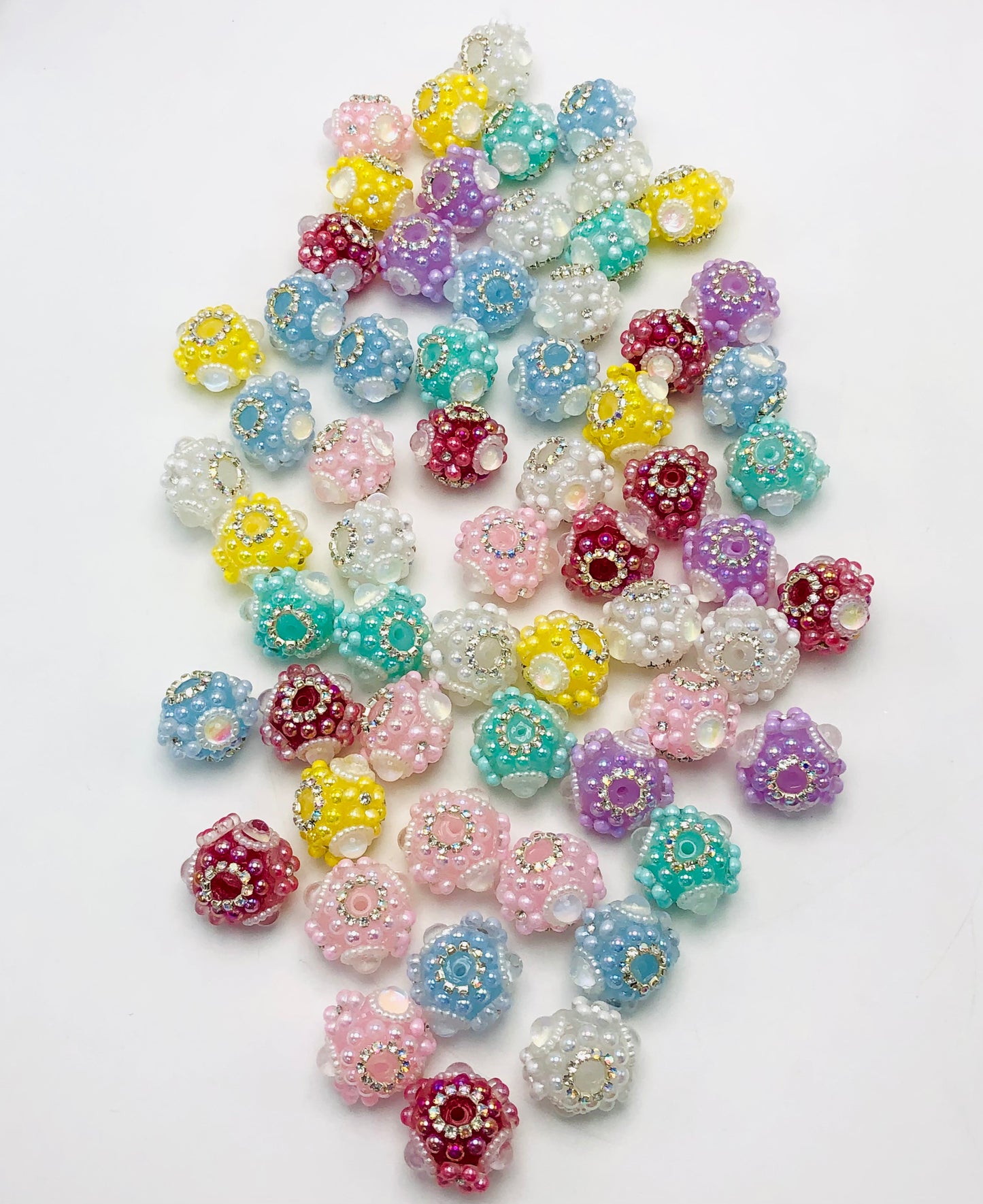 Fancy Acrylic bead multicolored Cat's eye Flower Chain Acrylic bead Random Mix 22mm
