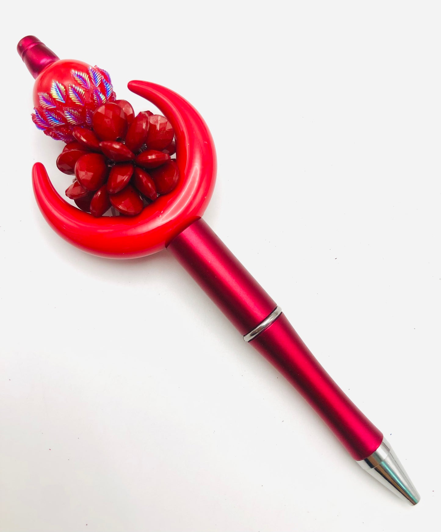 Three-dimensional flower UV Resin bead knit with hook loop attach to charm,Random Mix 32mm