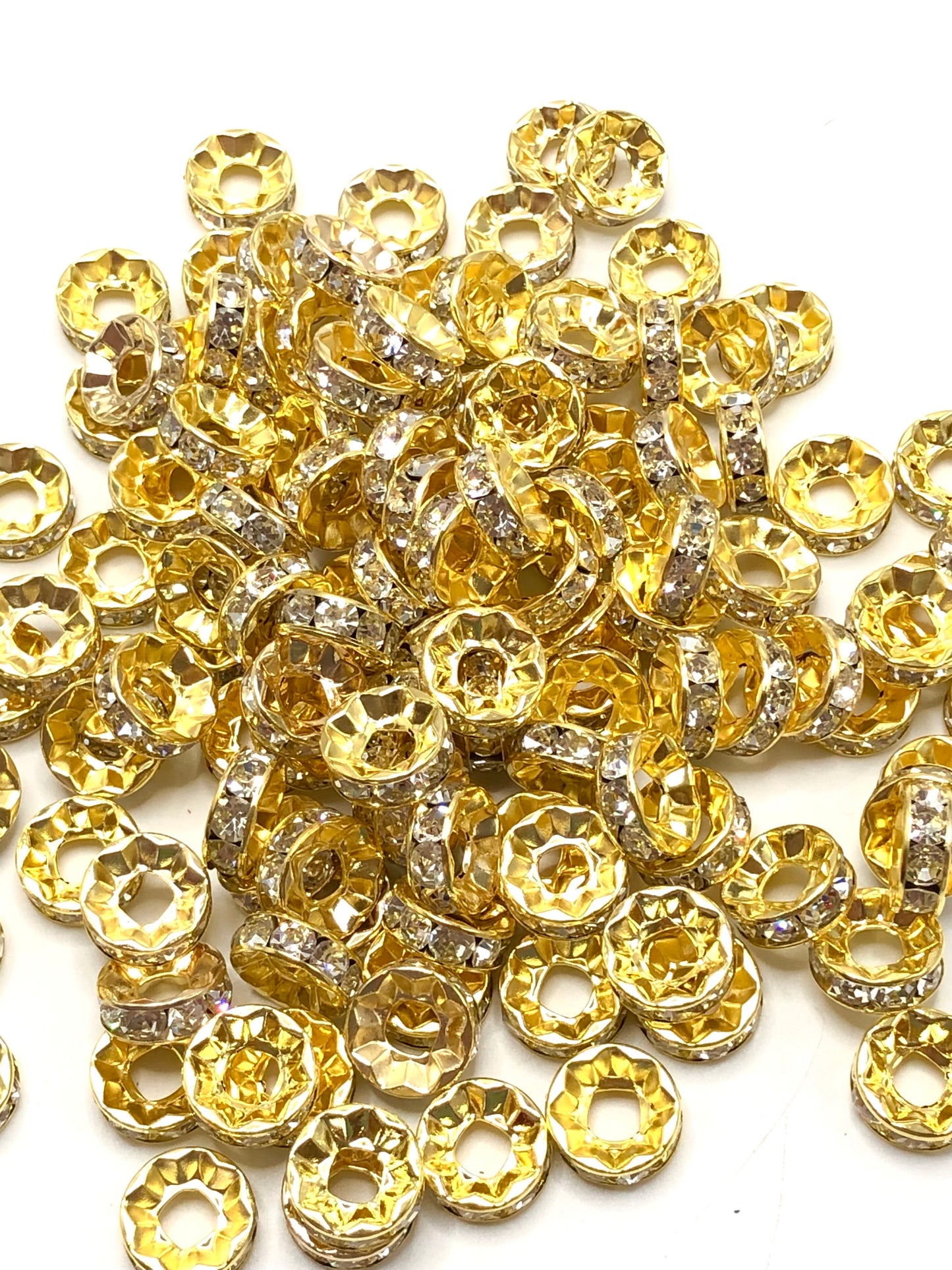 Metal Straight Edge with Clear Rhinestone Spacers Bead 15mm( Thickness 5.5mm)