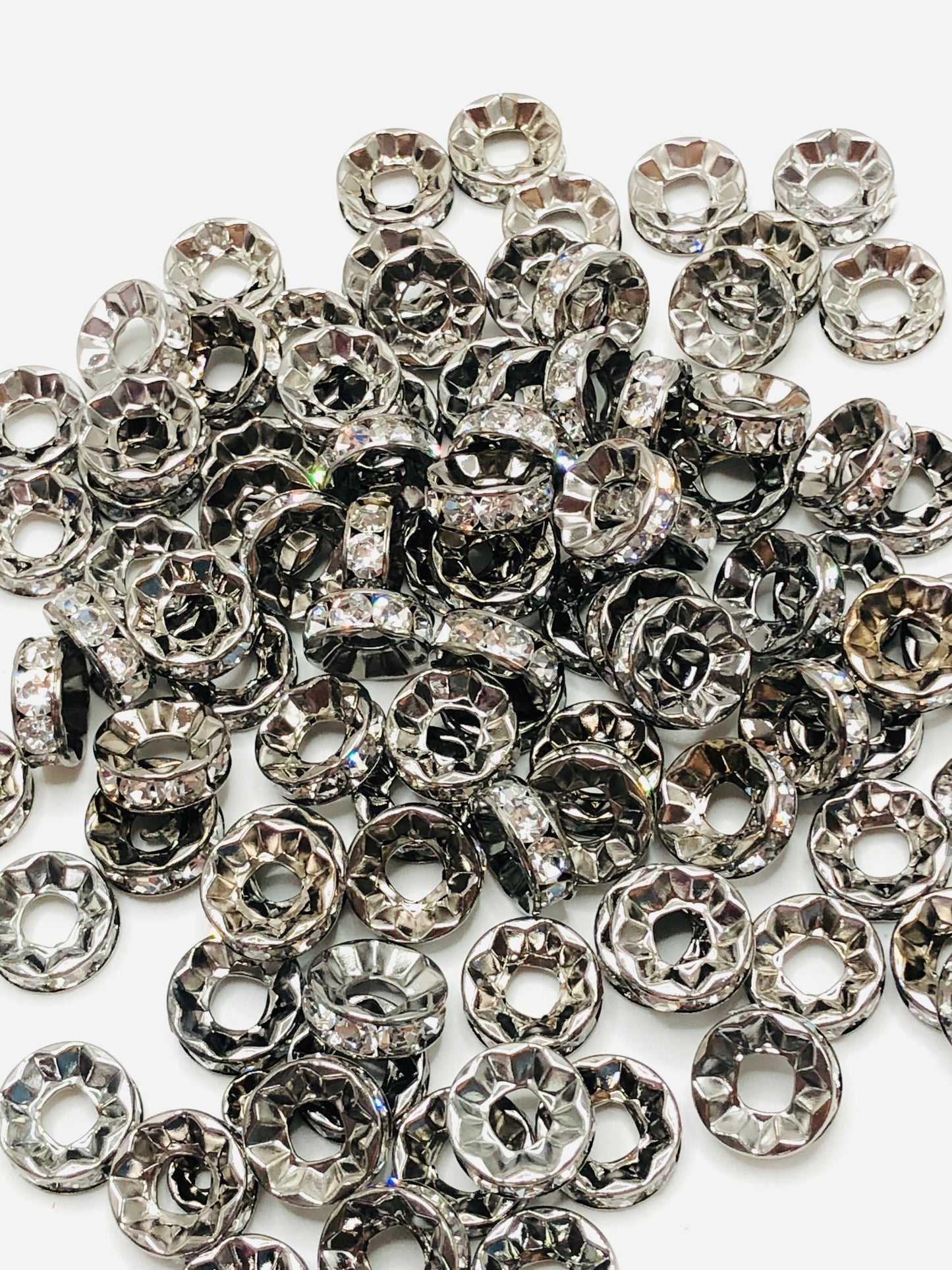 Metal Straight Edge with Clear Rhinestone Spacers Bead 15mm( Thickness 5.5mm)