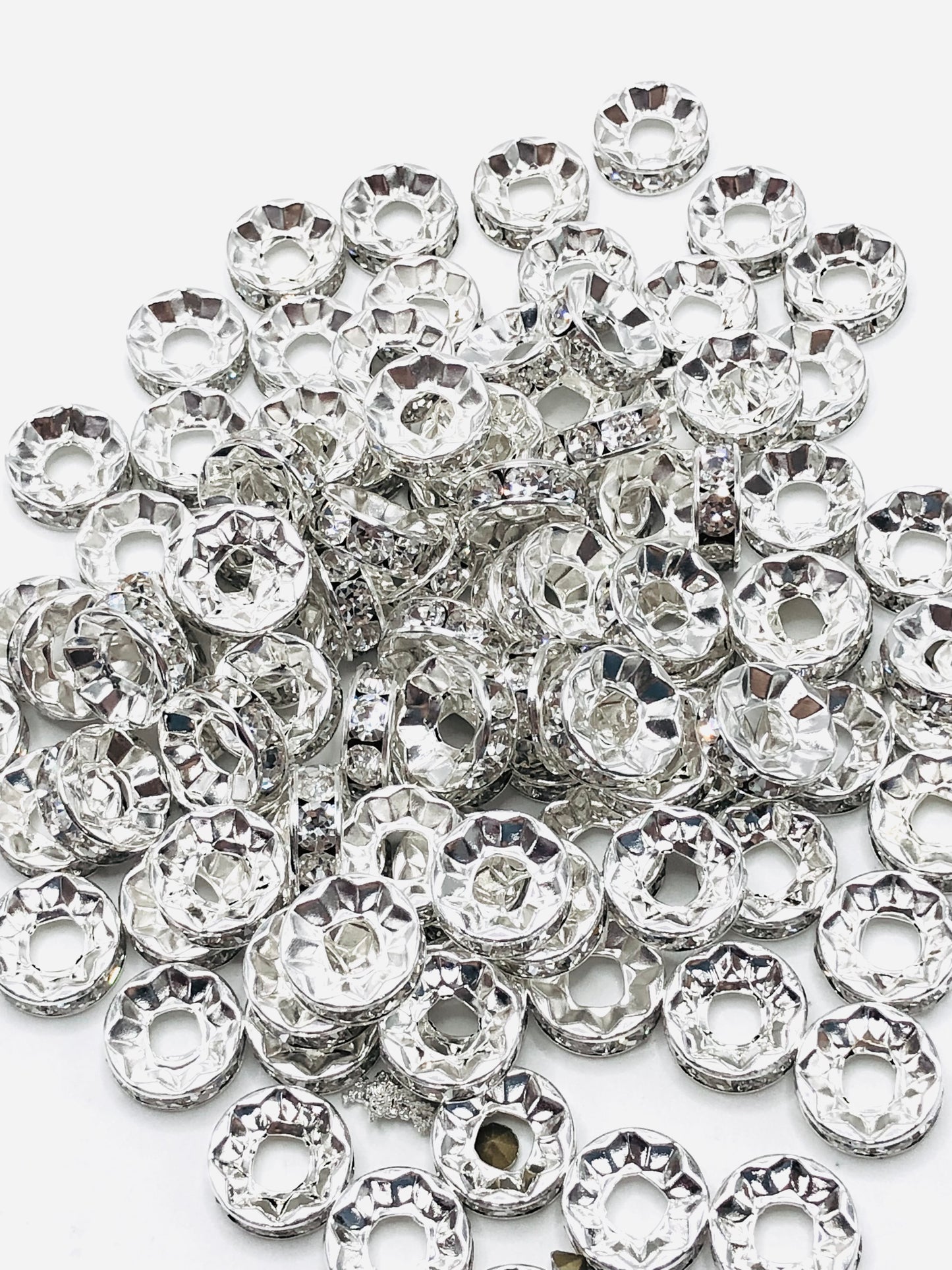 Metal Straight Edge with Clear Rhinestone Spacers Bead 15mm( Thickness 5.5mm)