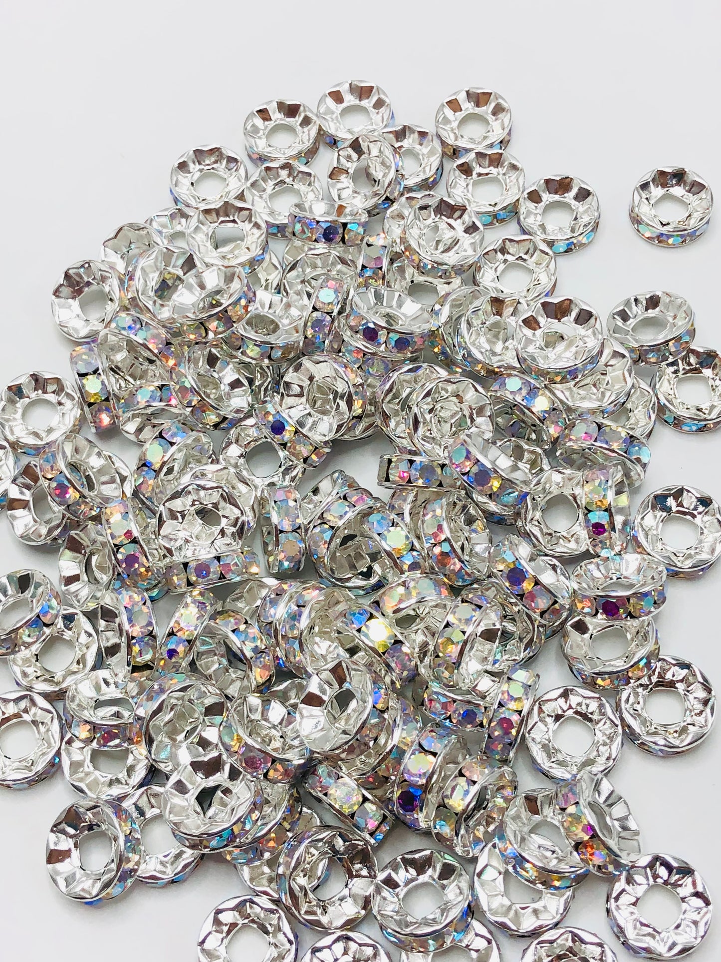 Metal Straight Edge with Clear Rhinestone Spacers Bead 15mm( Thickness 5.5mm)