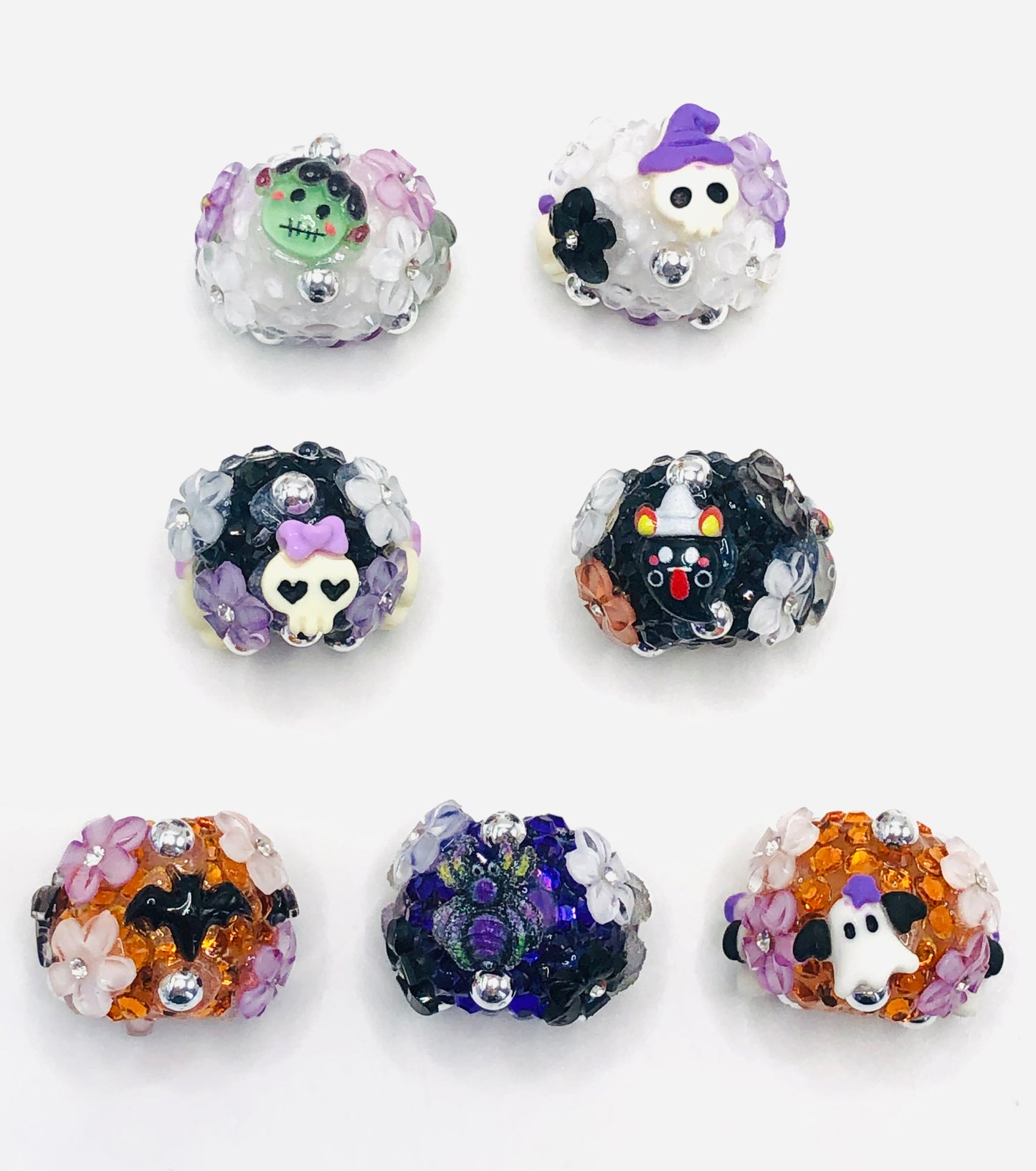 Colorful acrylic DIY Halloween flower Rhinesone Beads Random Mix 21mm Fancy-2