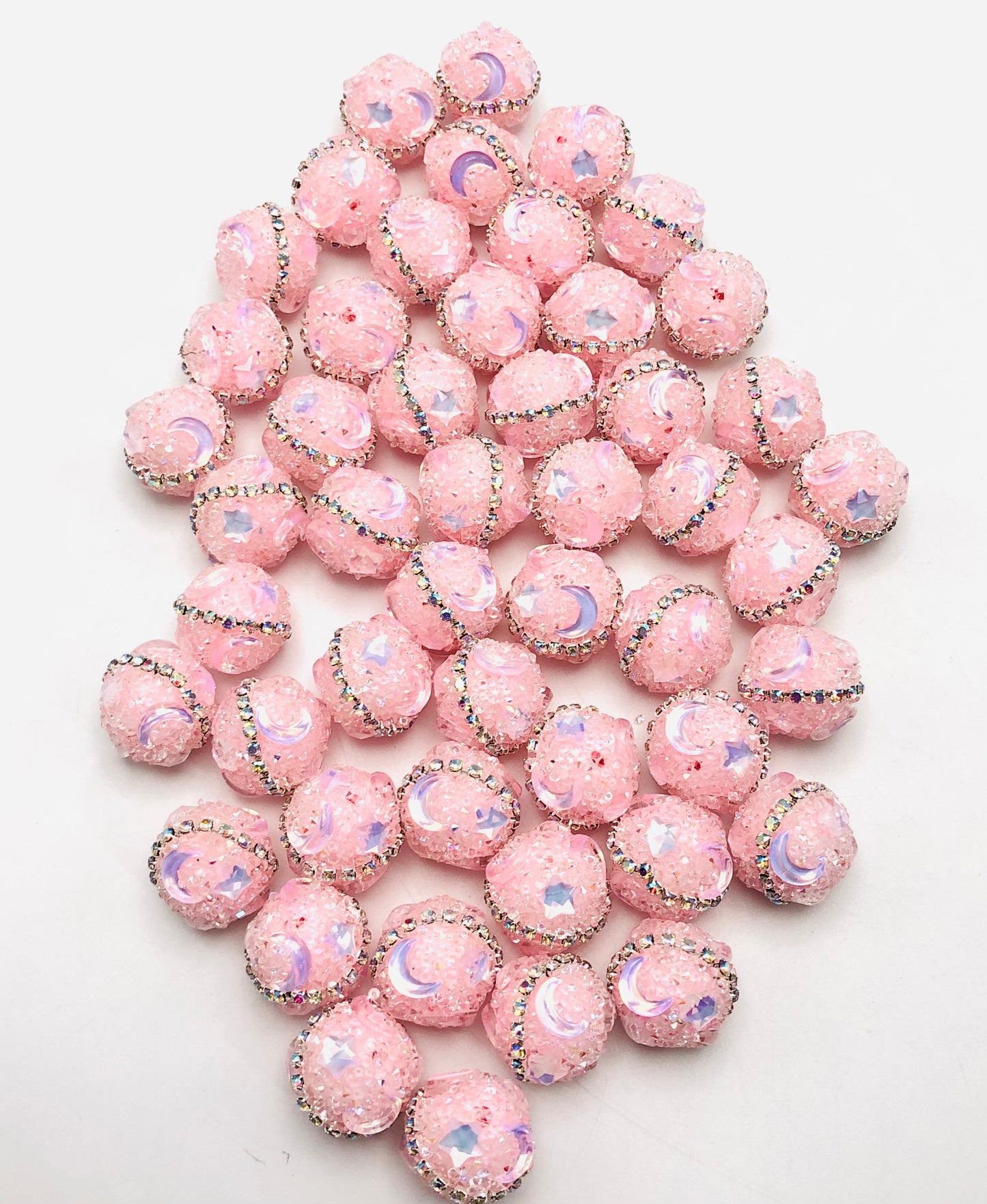 Sugar beads Moon and stars Chain Acrylic bead Random Mix 17mm Fancy-319