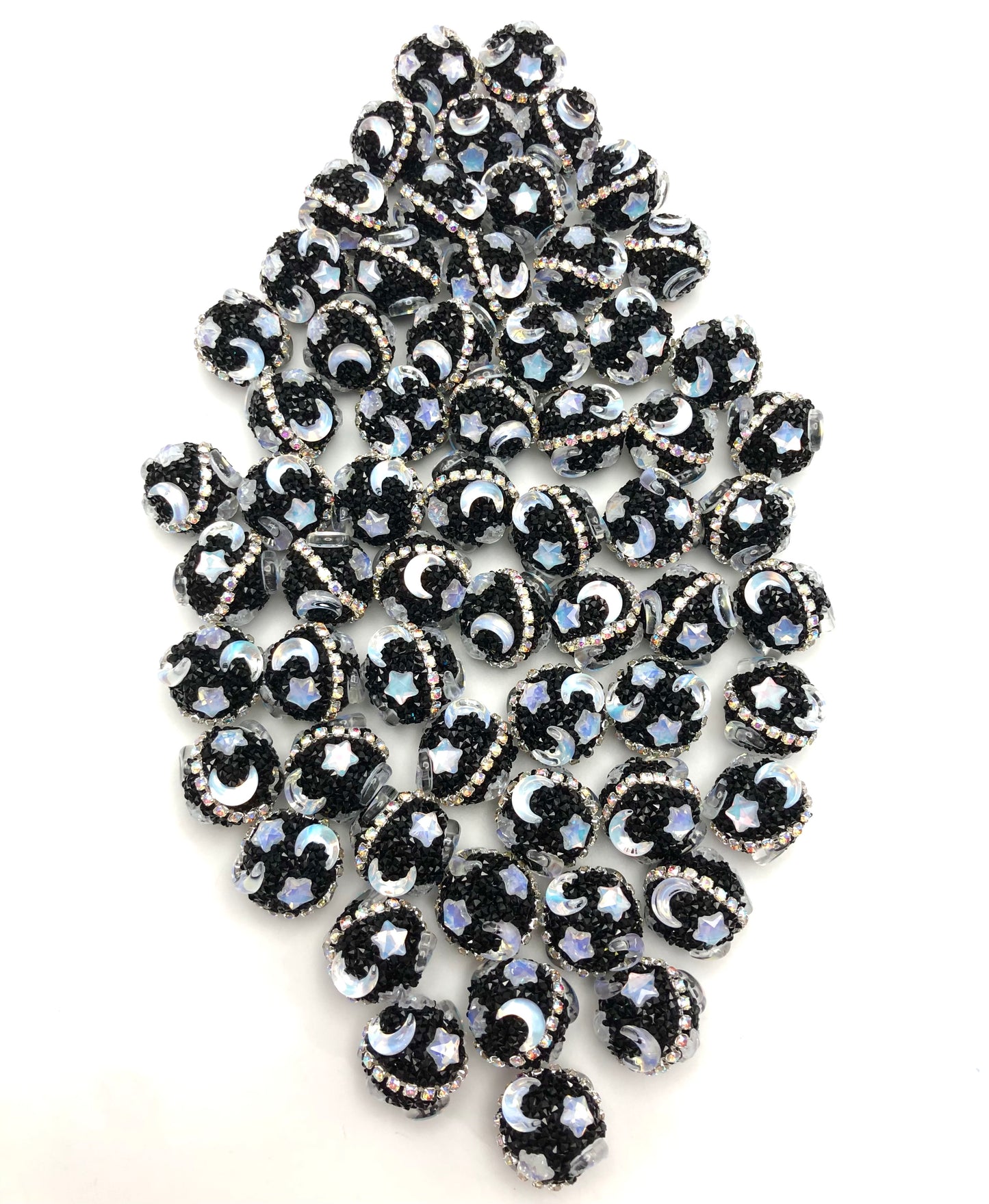 Sugar beads Moon and stars Chain Acrylic bead Random Mix 17mm Fancy-319