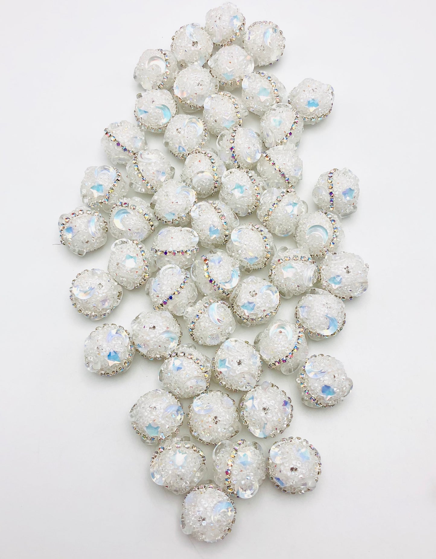 Sugar beads Moon and stars Chain Acrylic bead Random Mix 17mm Fancy-319