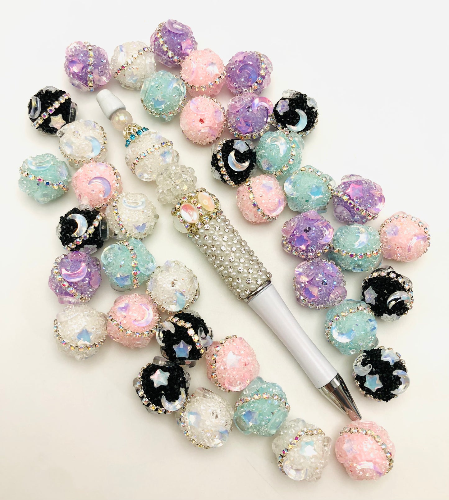 Sugar beads Moon and stars Chain Acrylic bead Random Mix 17mm Fancy-319