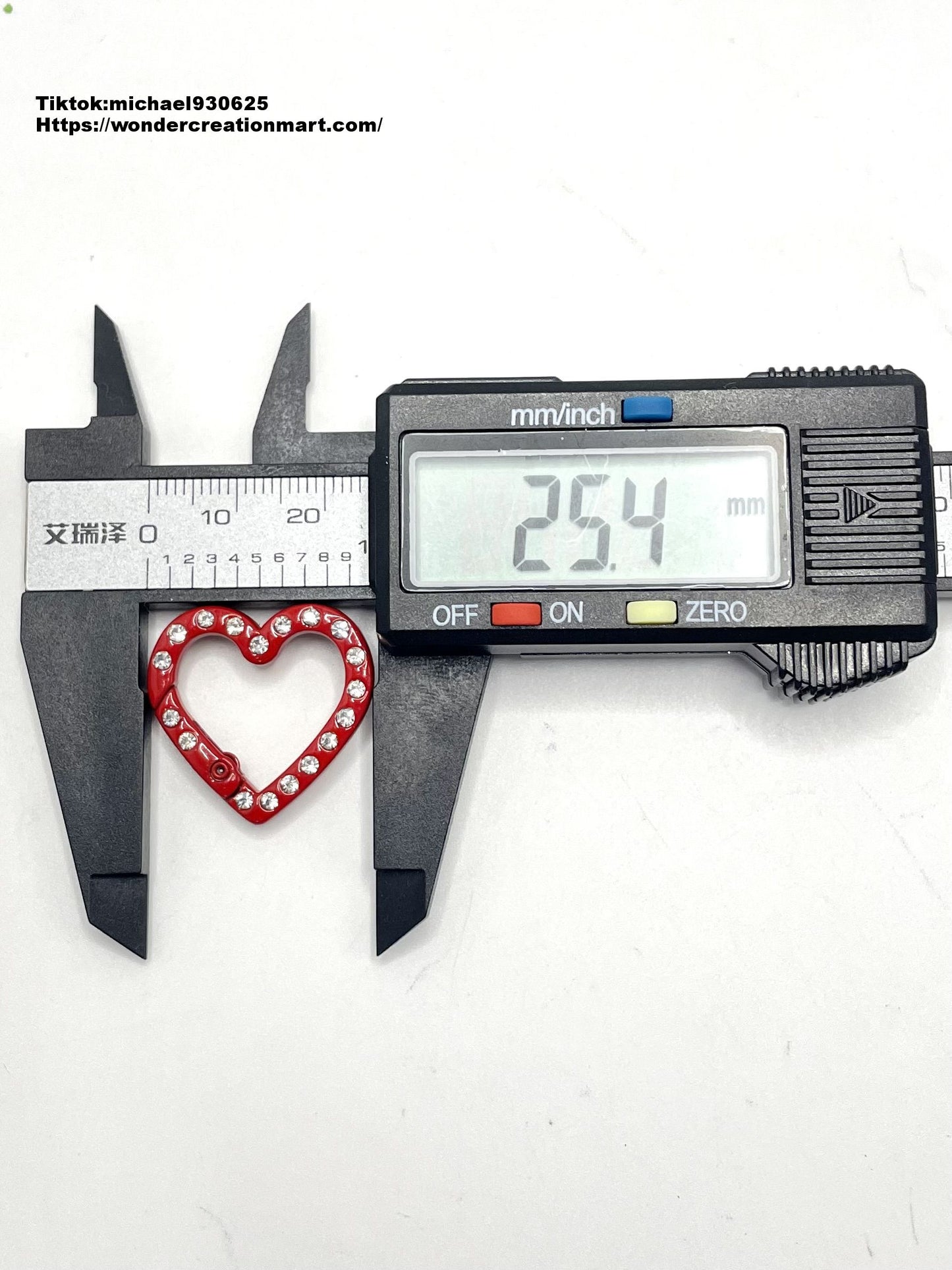 Metal Glossy Multicolor keychain Link Heart Shape with Clear Rhinestones,25mm