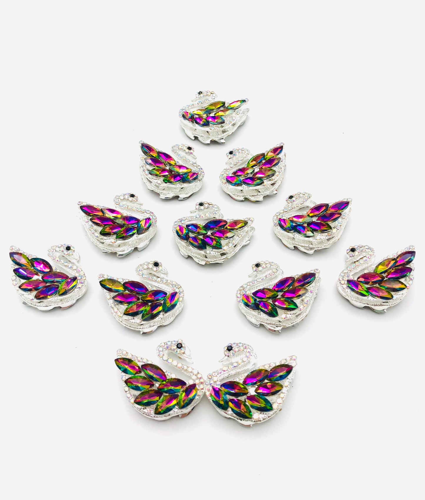 Fancy Metal Swan Swan with gemstone and metal base combination 35mm Random Mix