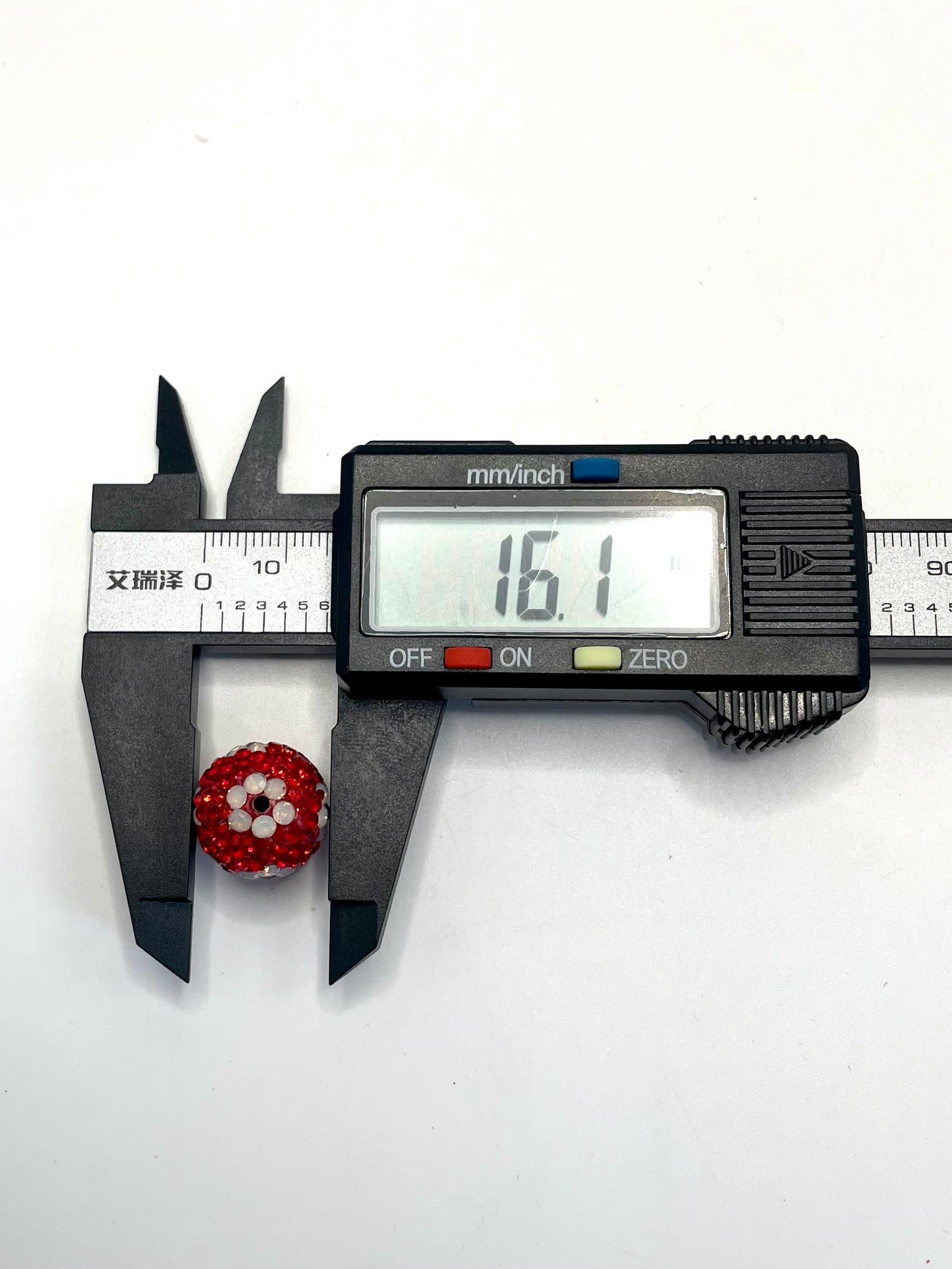 Clay Flower Rhinestone Round Bead,Random Mix,16mm