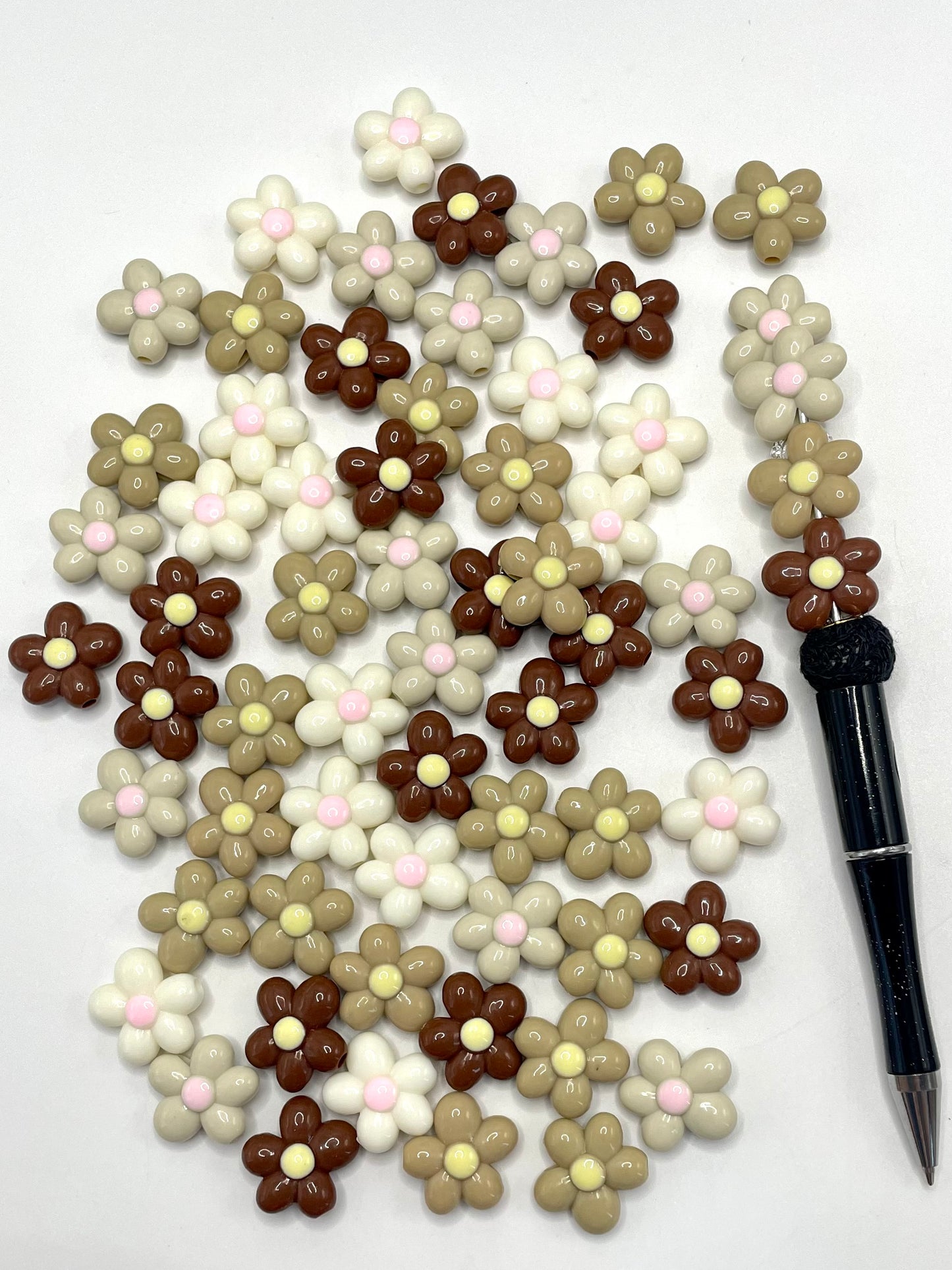 Bright Acrylic Colorful Flower Beads