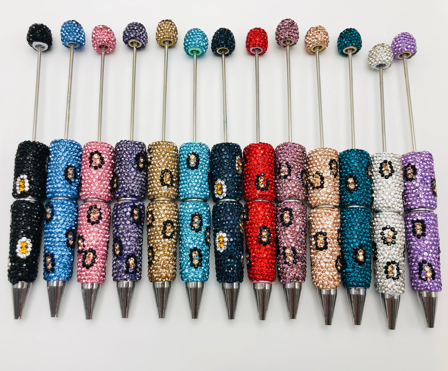 diy beaded beadable clay rhinestones leopard pen ballpoint pens