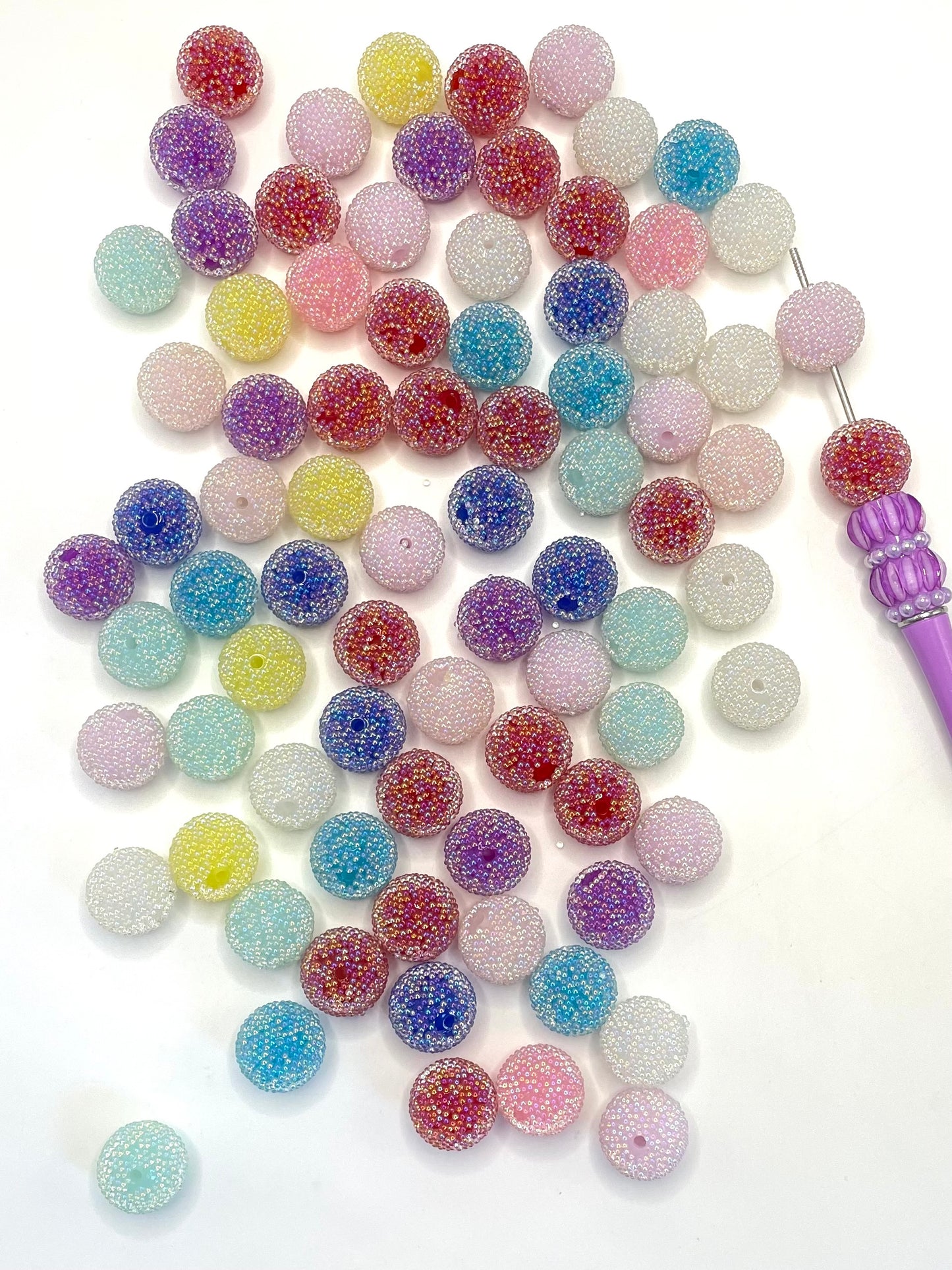 Bubble Bead with UV Acrylic Colorful Beads,Random Mix,20mm & 16mm