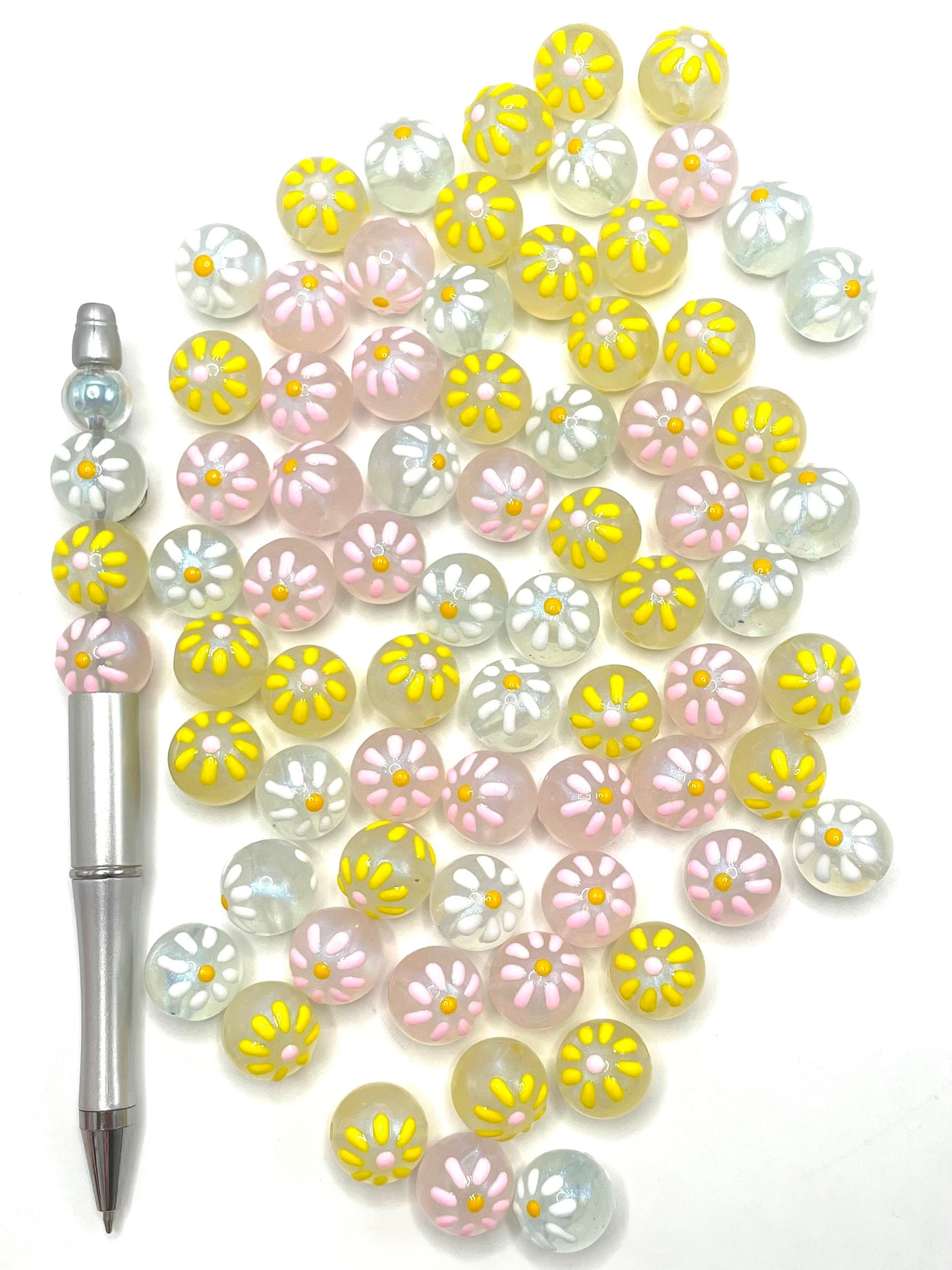 Flower bead Multicolor Daisy acrylic beads,Random Mix,16mm