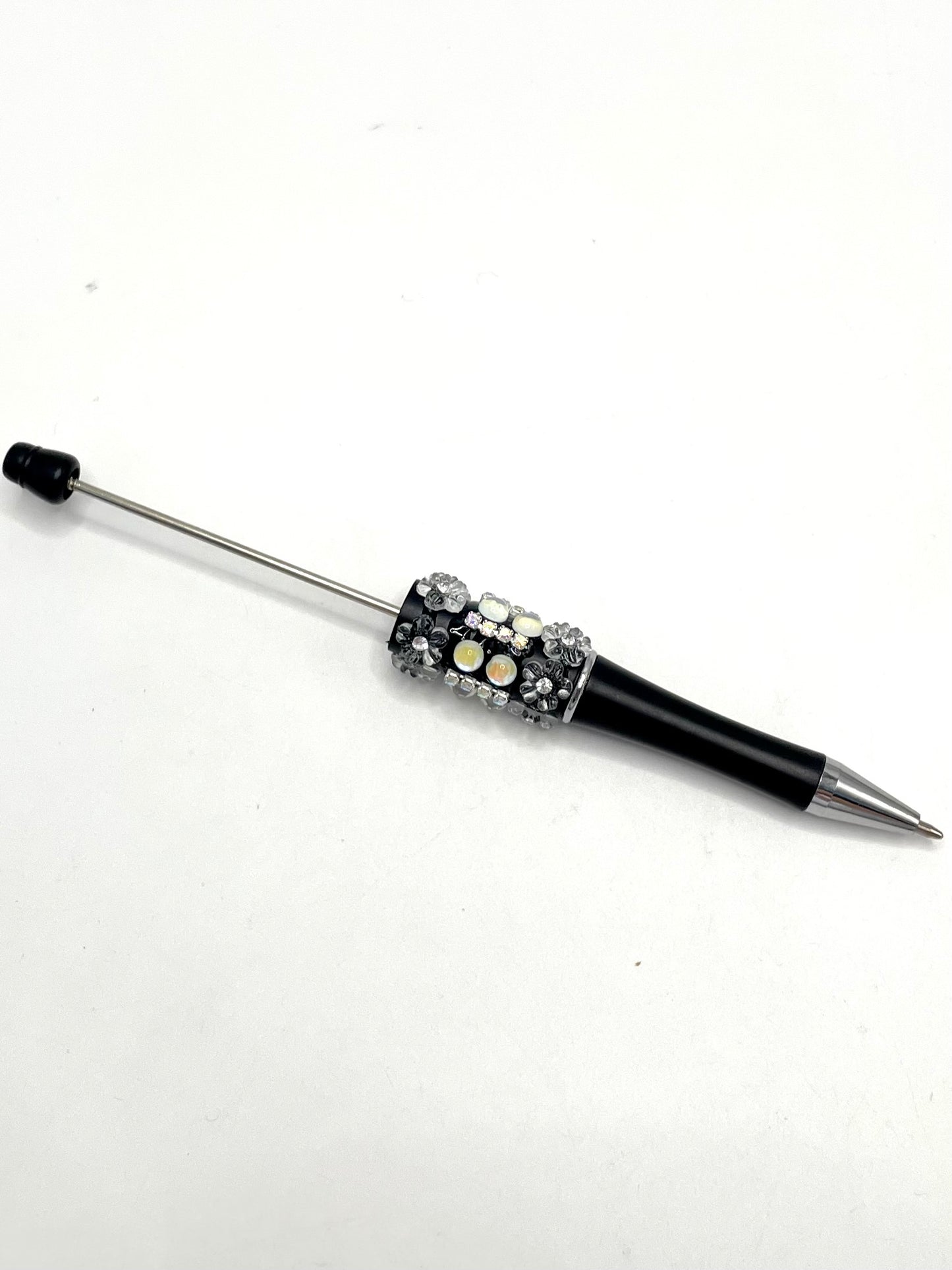 Half Round Cat Eye Crystal with Rhinestones Chain Clear Flower Beadable Pen Series