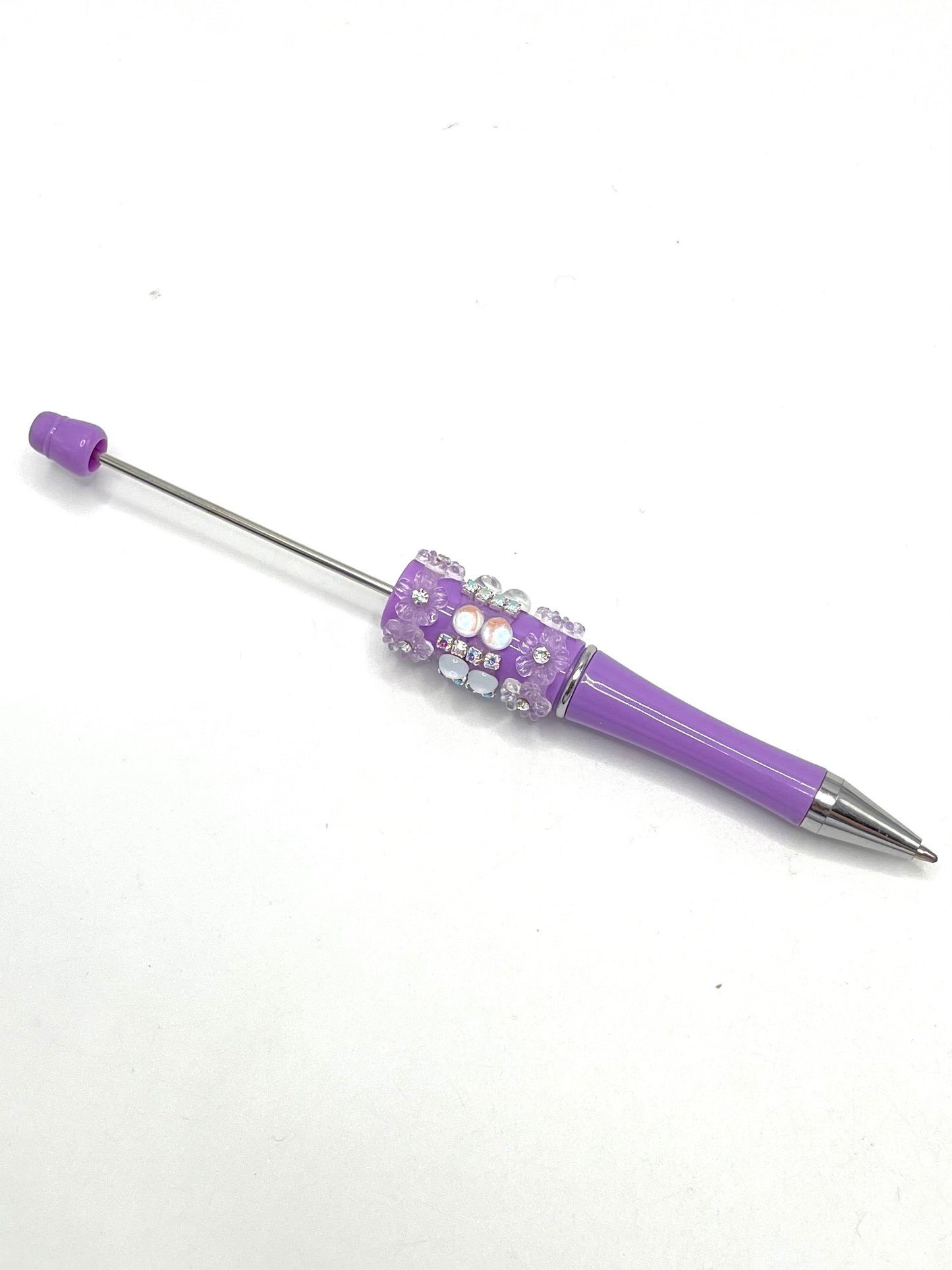 Half Round Cat Eye Crystal with Rhinestones Chain Clear Flower Beadable Pen Series