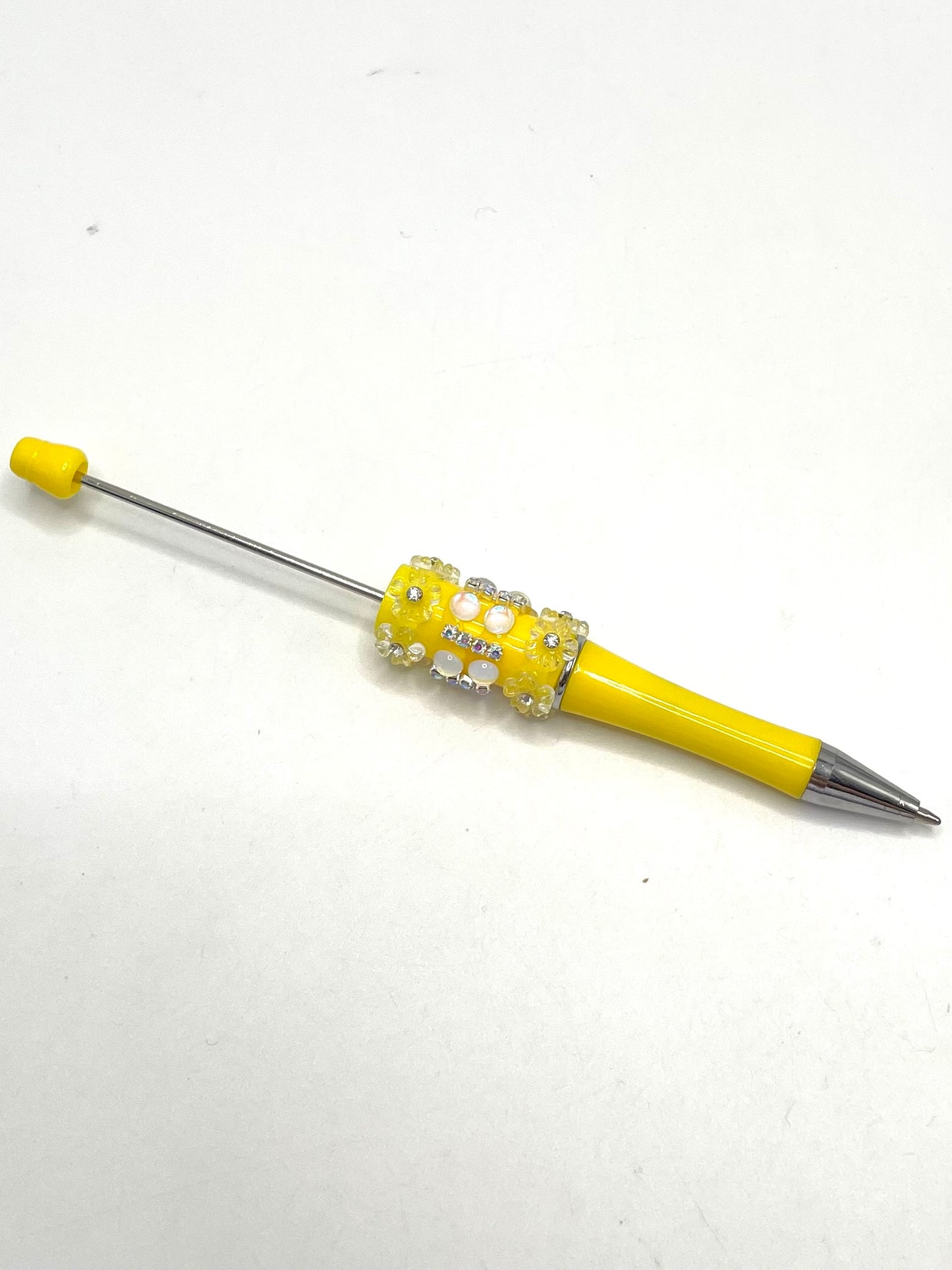 Half Round Cat Eye Crystal with Rhinestones Chain Clear Flower Beadable Pen Series