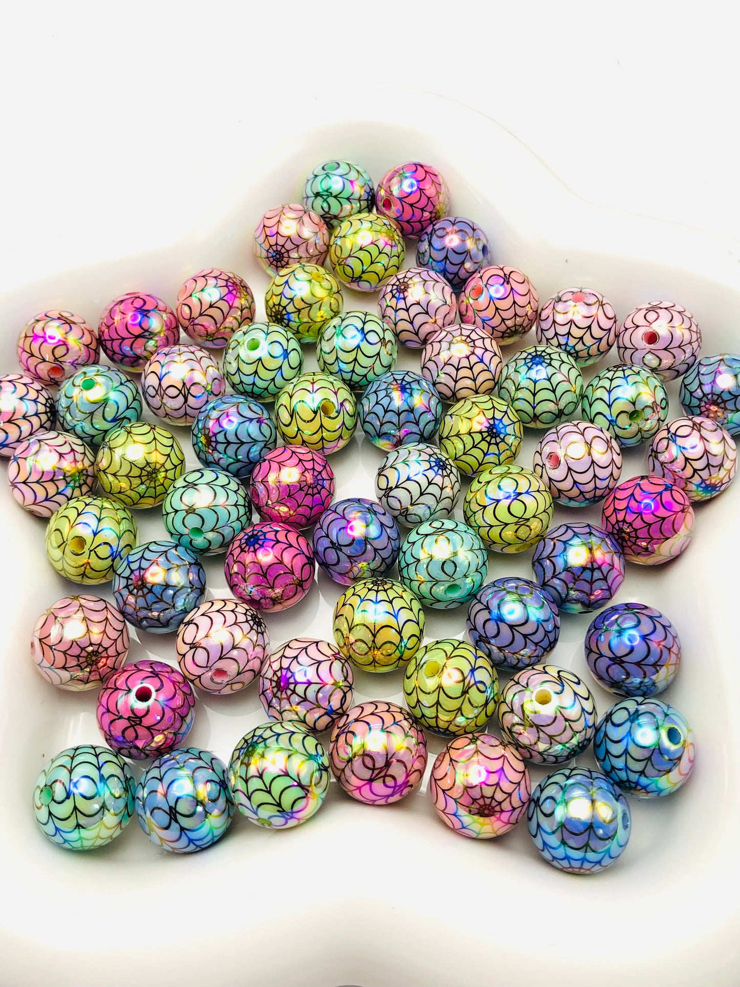Acrylic Spider web acrylic beads Halloween series Random Mix 16mm
