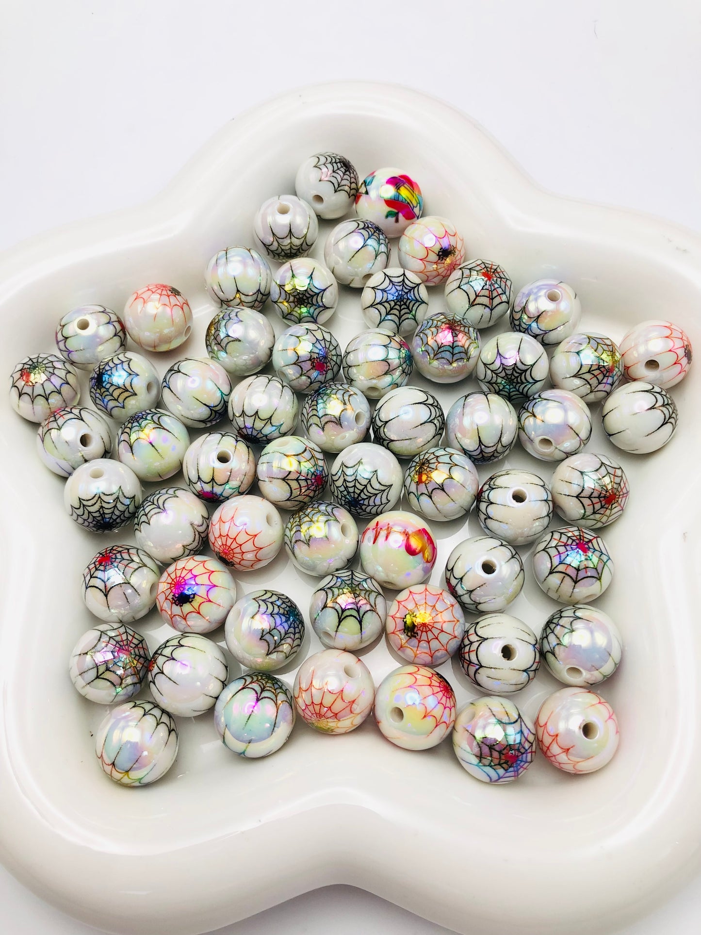 Acrylic Spider web acrylic beads Halloween series Random Mix 16mm
