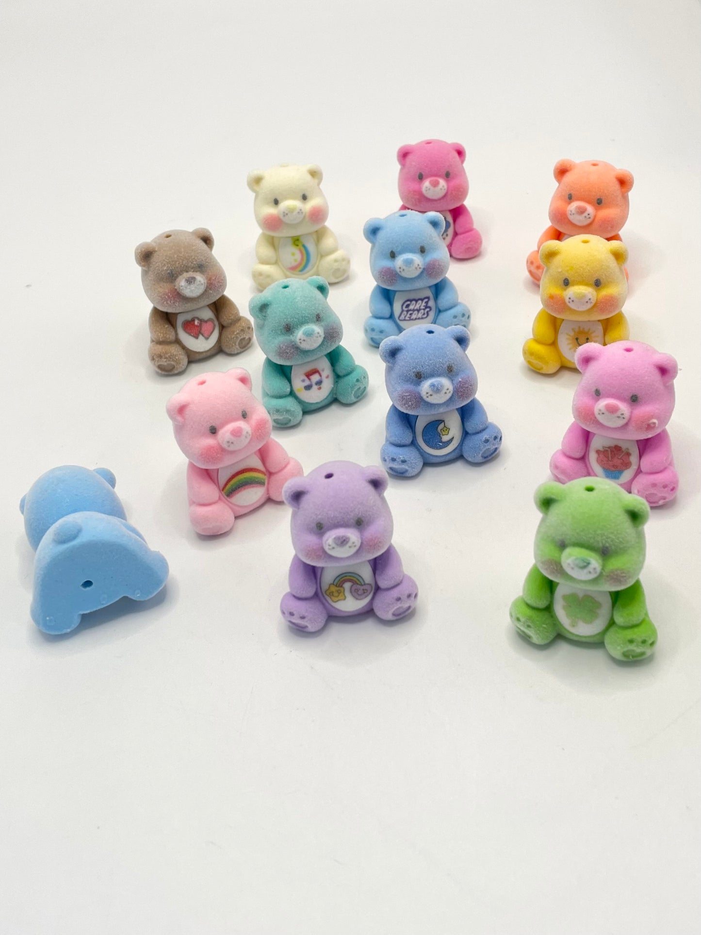 fuzzy flocked Cute Multicolour Bear Baby Acrylic Beads ,Random Mix,36mm