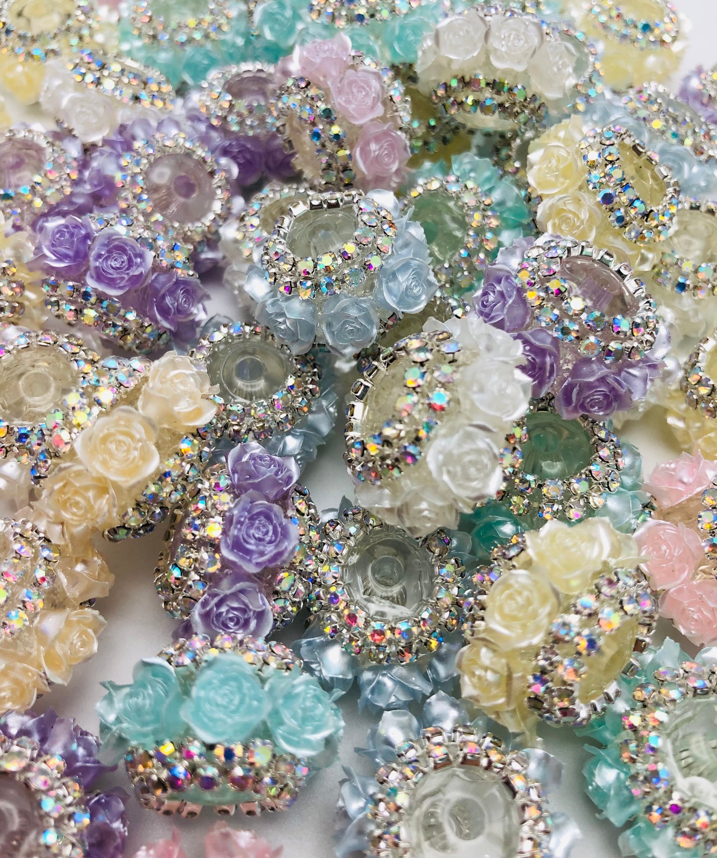 Fancy Flower bead Multi-colored rose beads Chain Random Mix 21mm